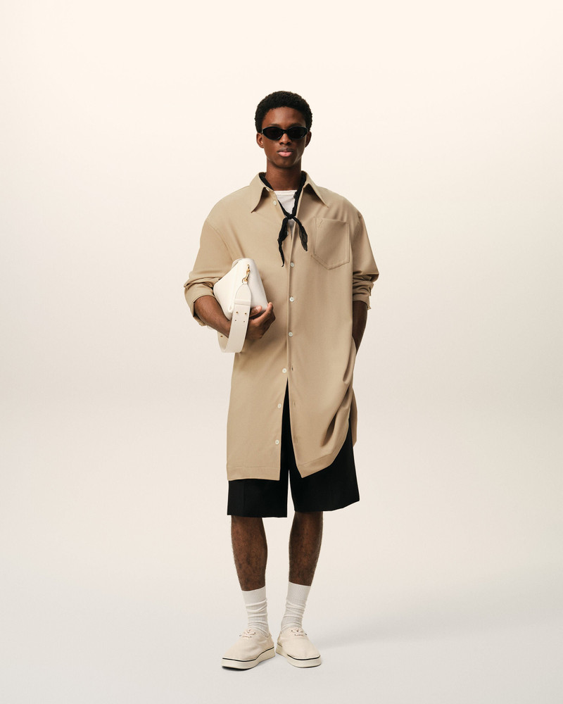 AMI Paris BEIGE NEW WOOL AMI DE COEUR WIDE SHIRT DRESS outlook