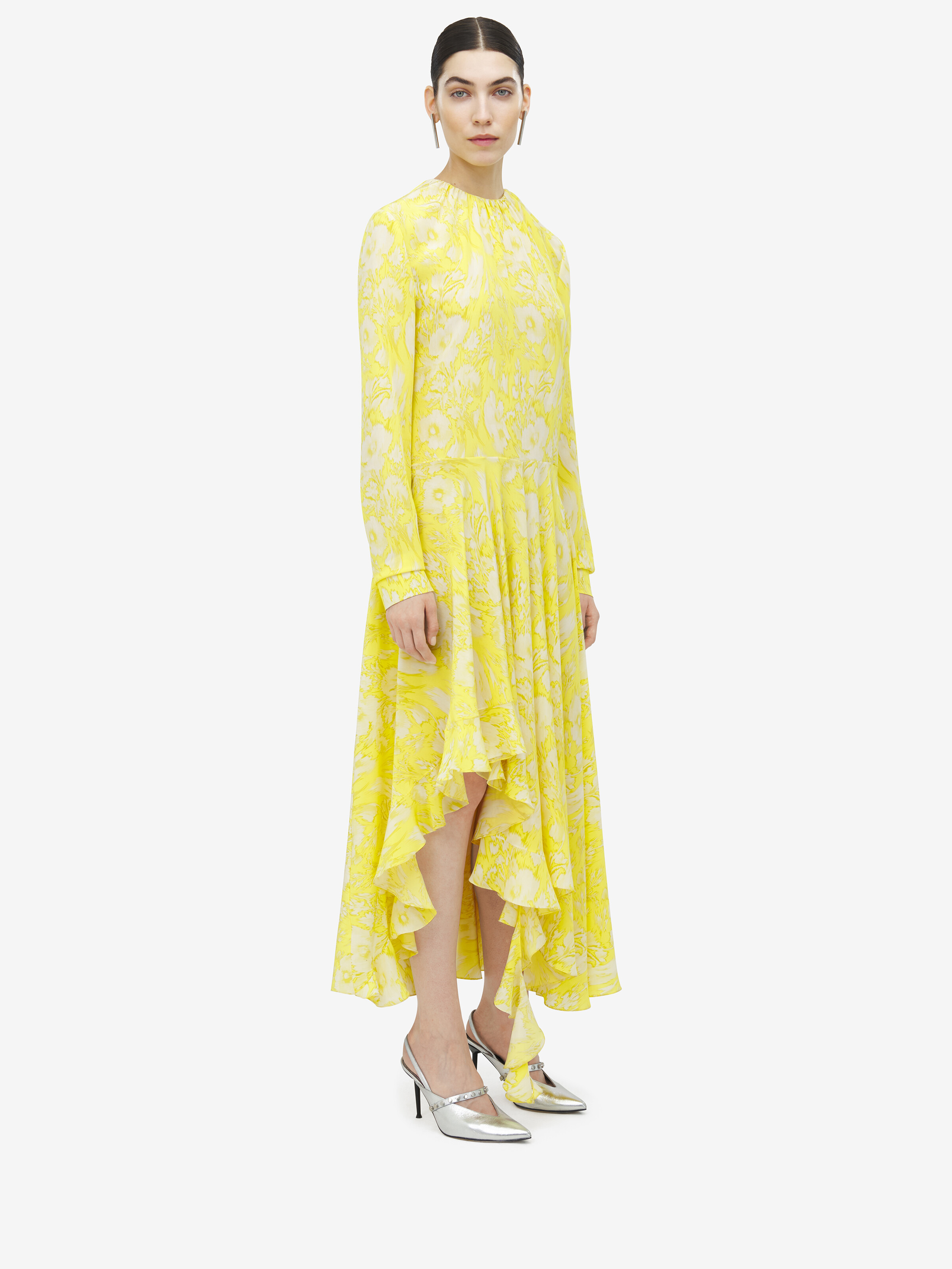 Warped Floral Asymmetric Dress - 3
