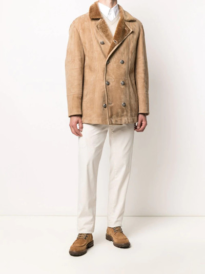 Brunello Cucinelli double-breasted shearling coat outlook