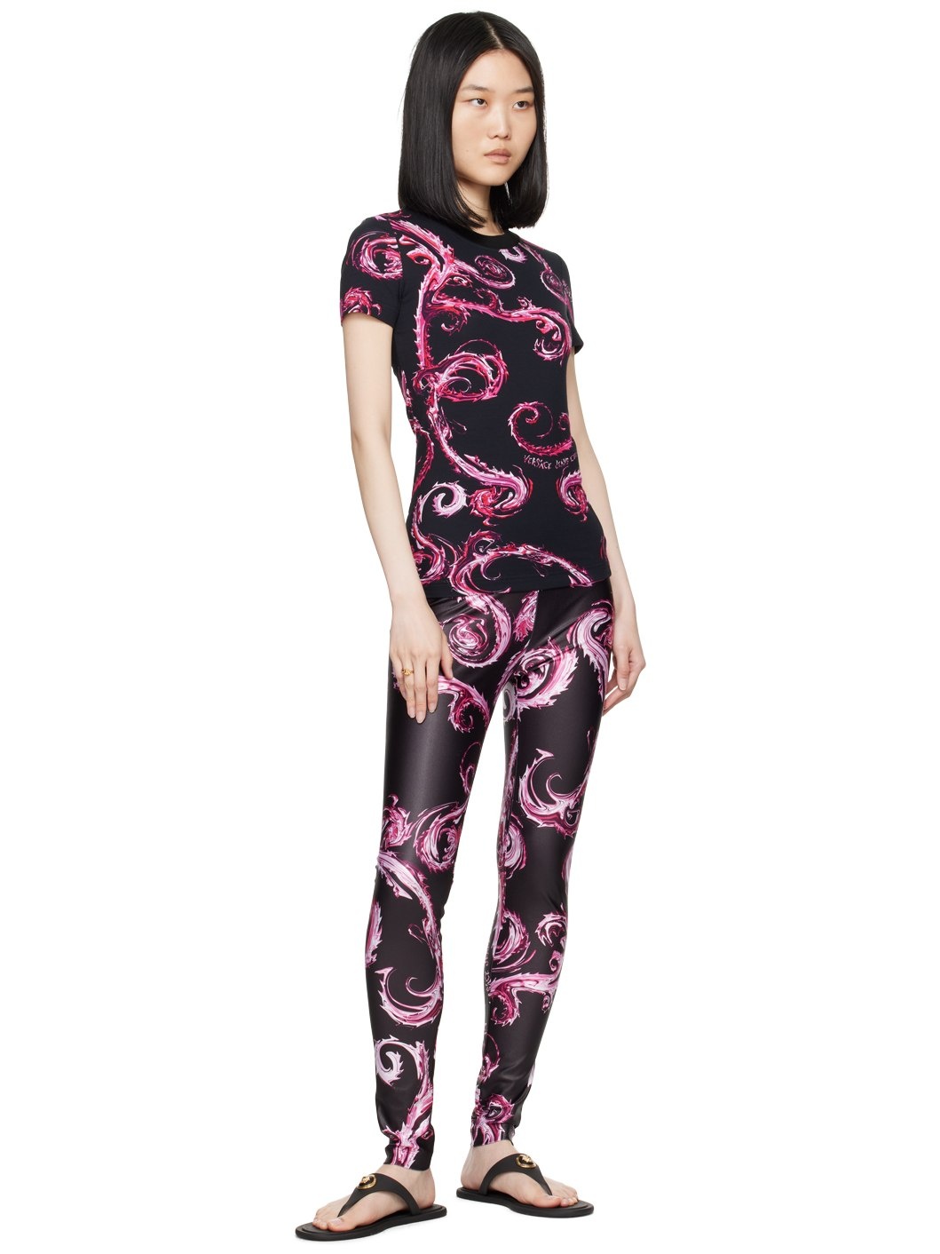 Black & Pink Chromo Couture Leggings - 4