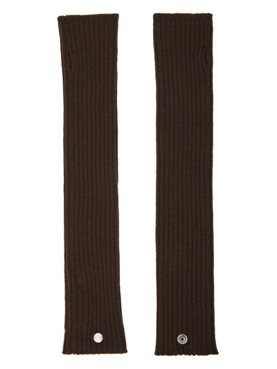 Rick Owens Brown Ribbed Arm Warmers outlook