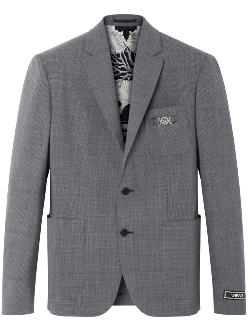 houndstooth-pattern wool blazer - 1