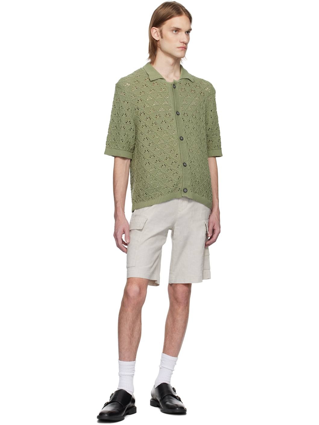 Beige Drawstring Cargo Shorts - 4