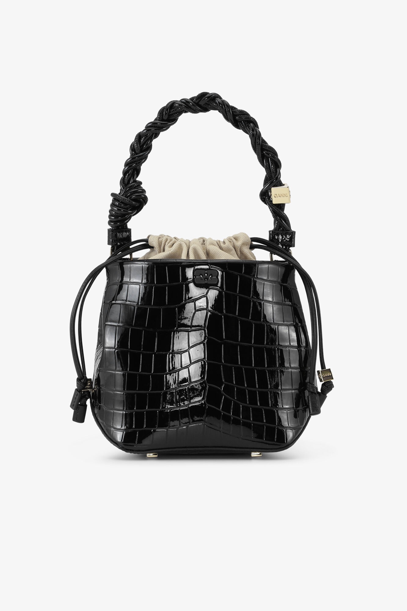 BLACK CROCO GANNI BOU BUCKET BAG - 1