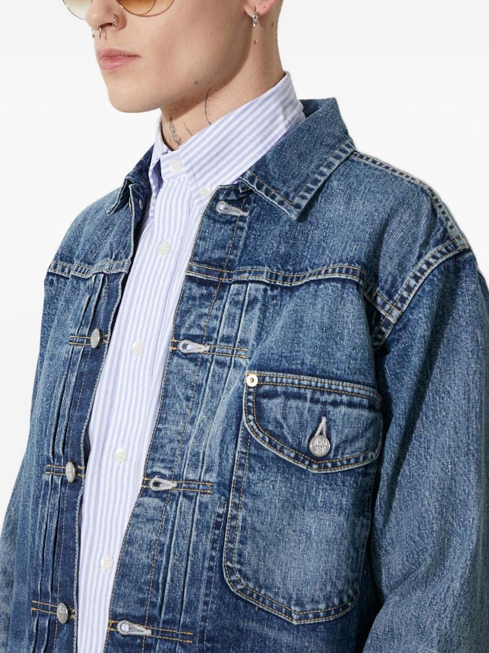 heart-patch denim jacket - 4