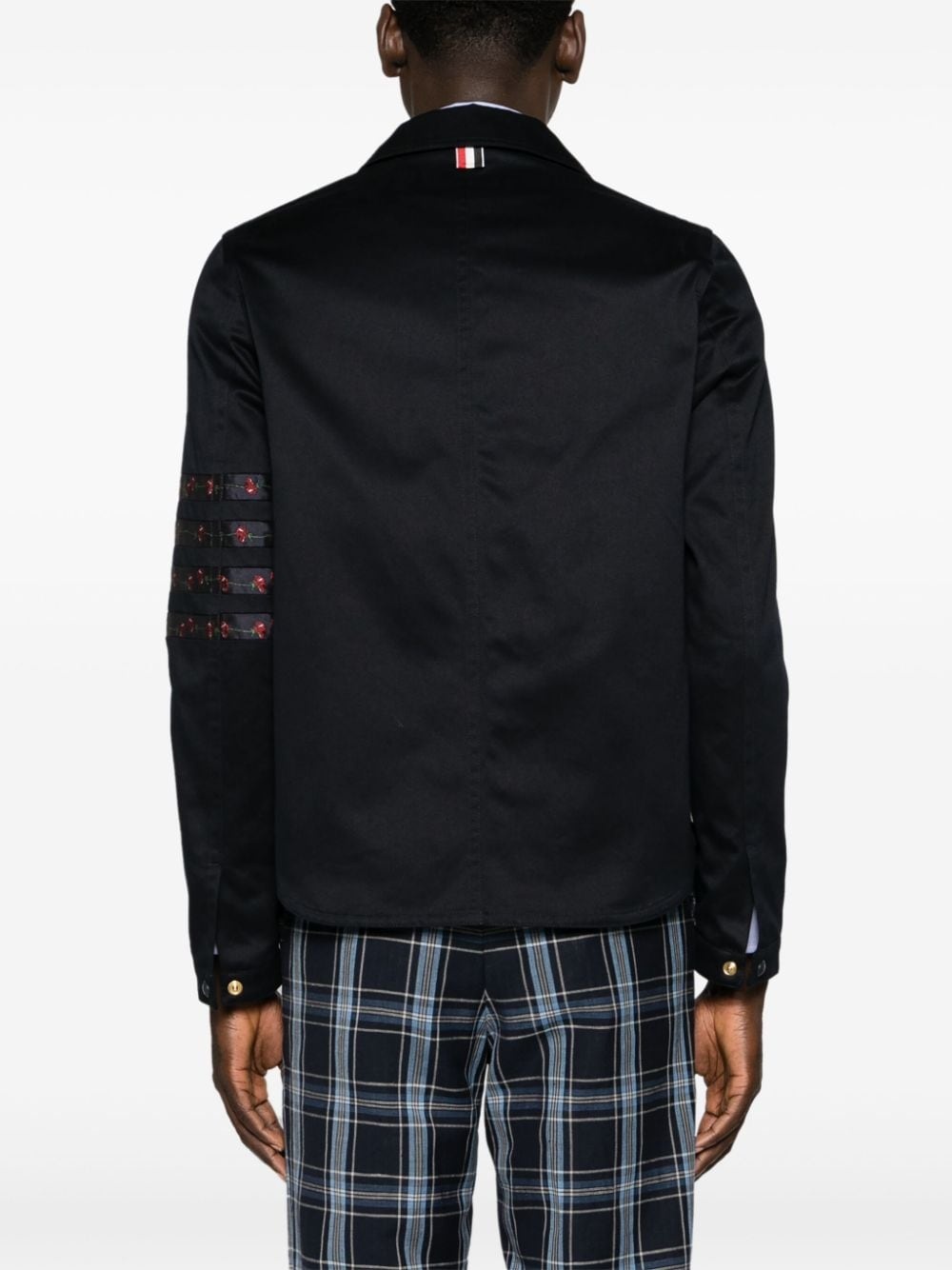 floral stripe-detailing shirt jacket - 4