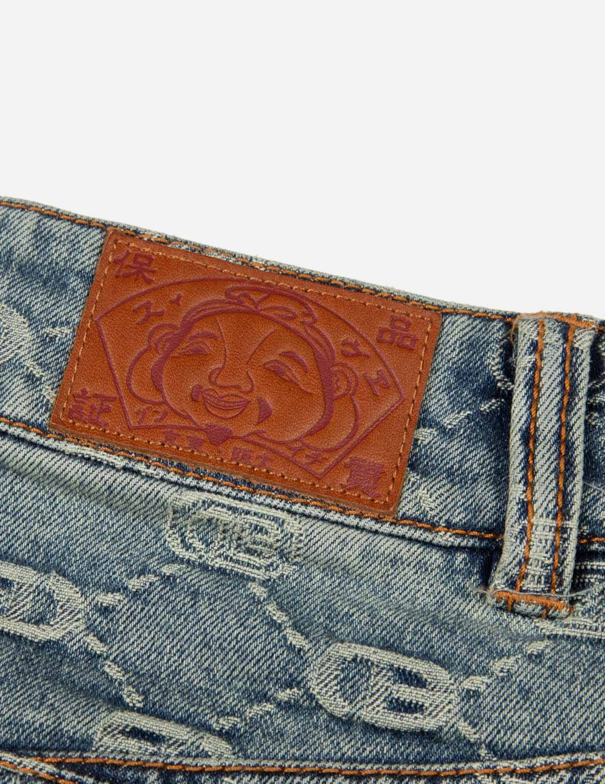 2-IN-1 ALLOVER LOGO JACQUARD REGULAR FIT DENIM SKIRT - 10
