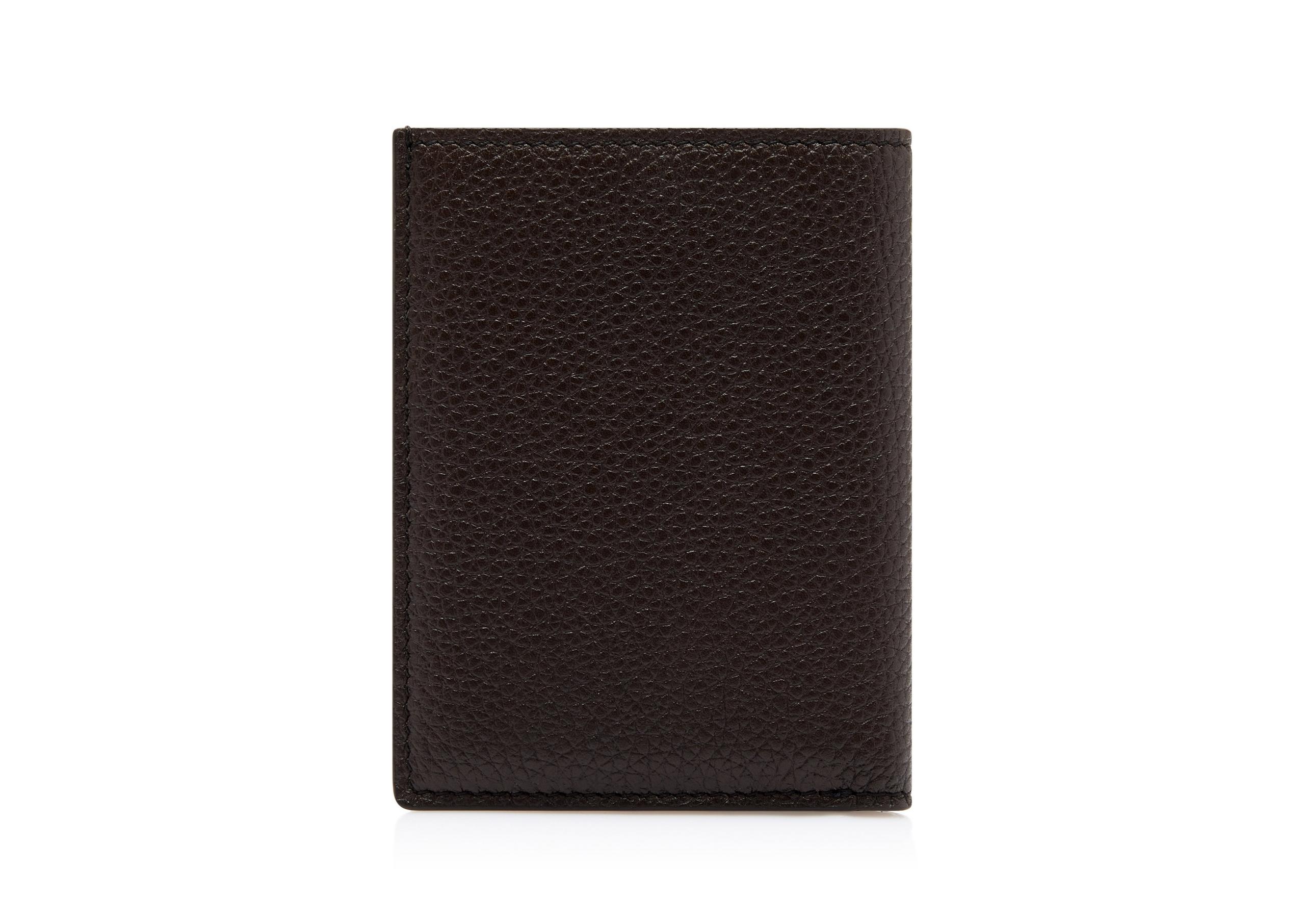 GRAIN LEATHER FOLDING CARDHOLDER - 3