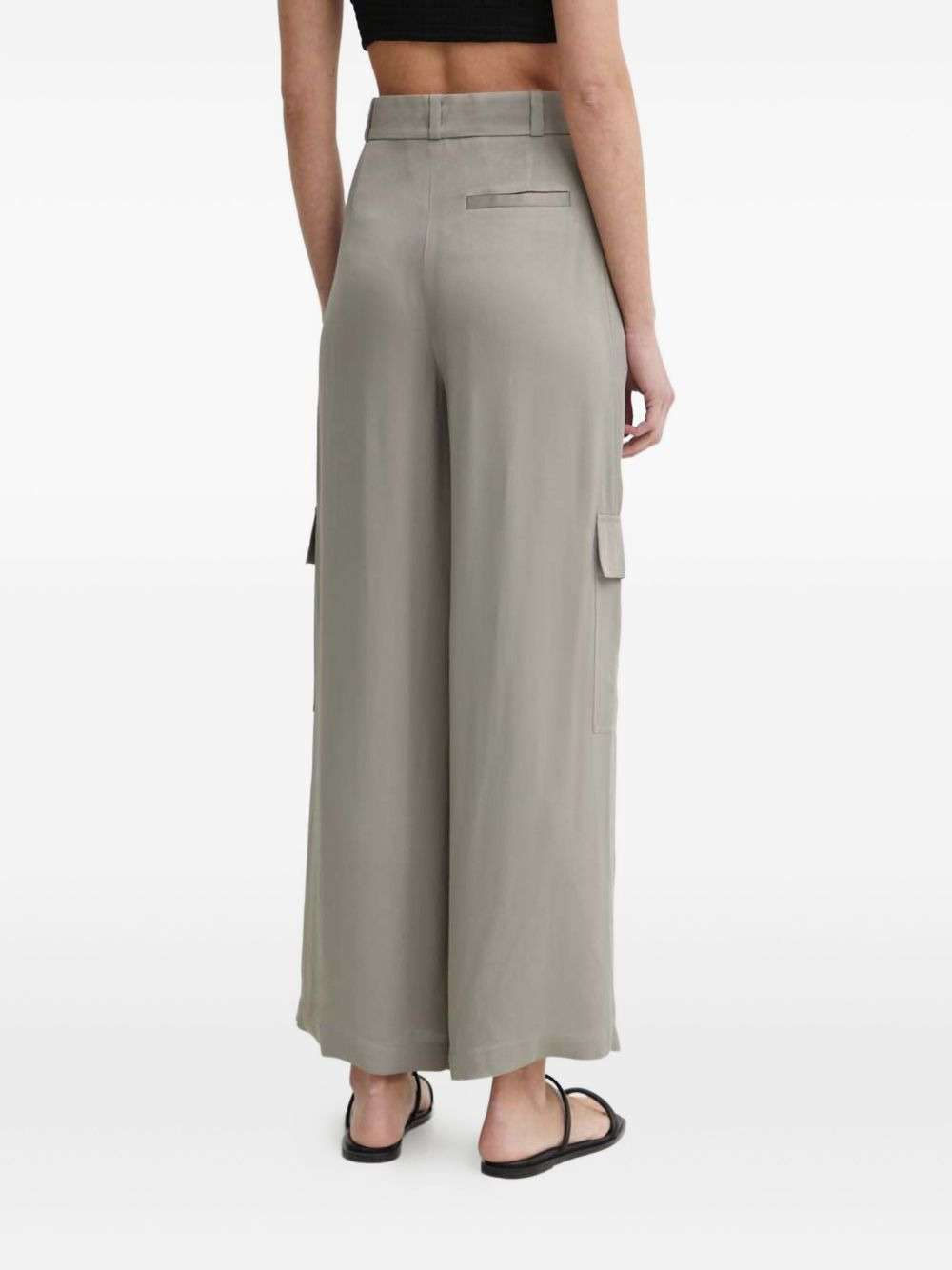 cargo pocket wide-leg trousers - 4