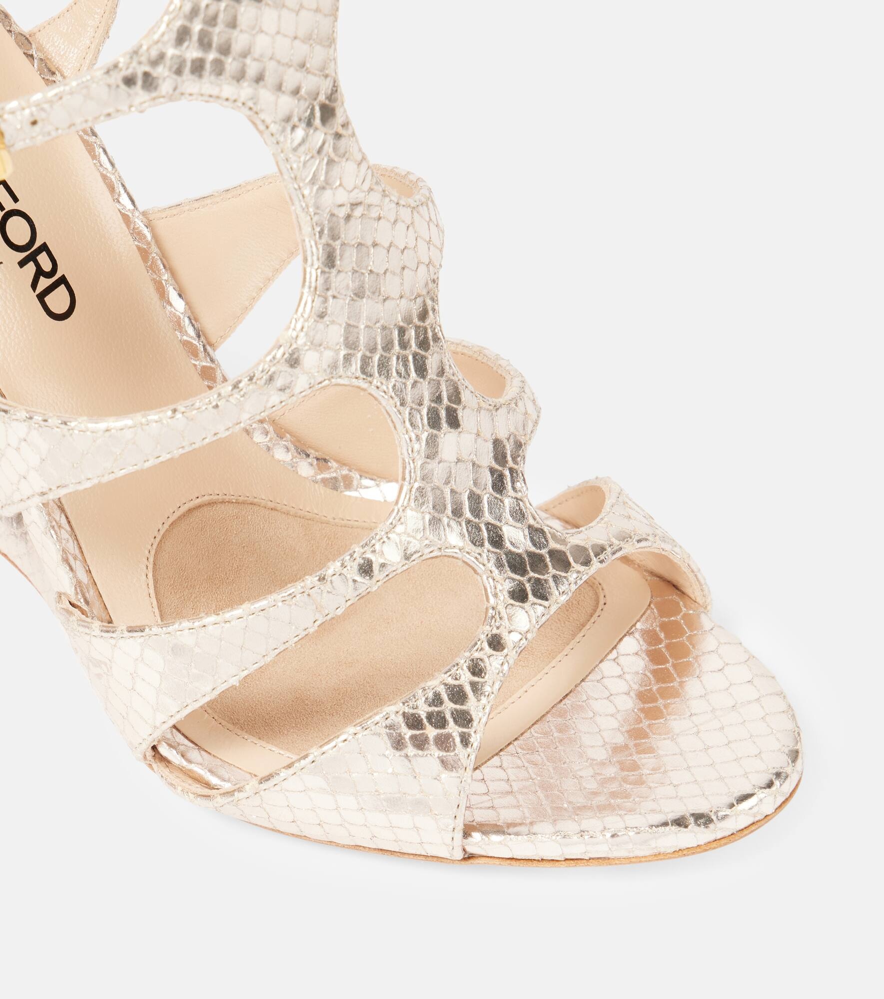Cage snake-effect leather sandals - 5