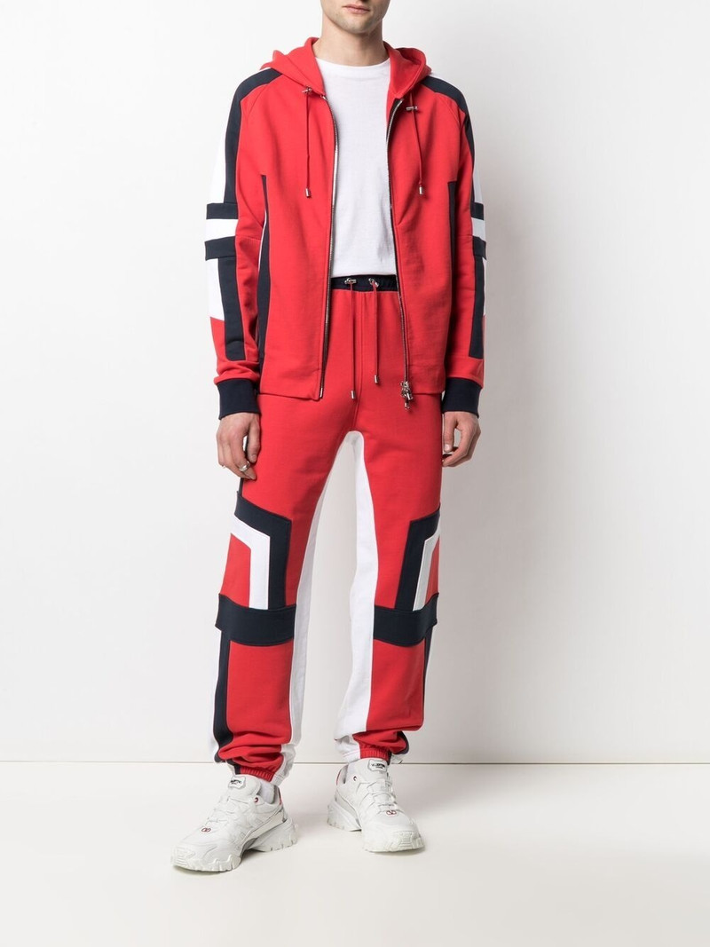 Balmain contrast-panel zip-up hoodie outlook
