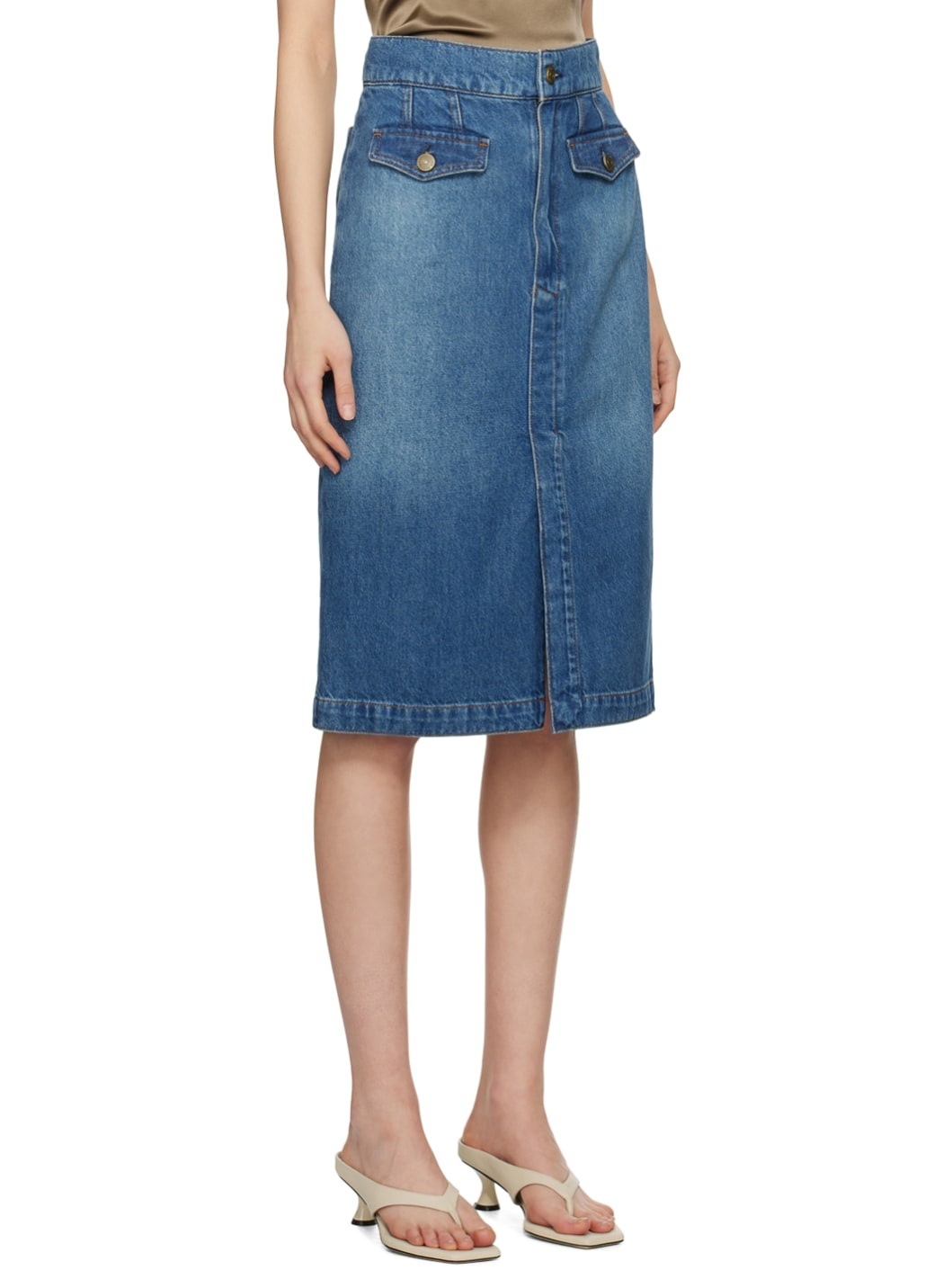 Blue 'The Vent Front' Denim Midi Skirt - 2