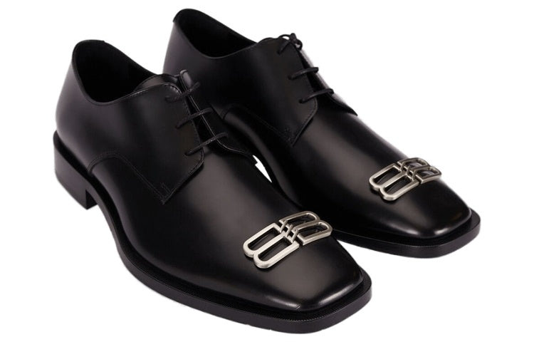 Balenciaga Rim Derby Leather Shoes 'Black' 712642WA8E11081 - 3