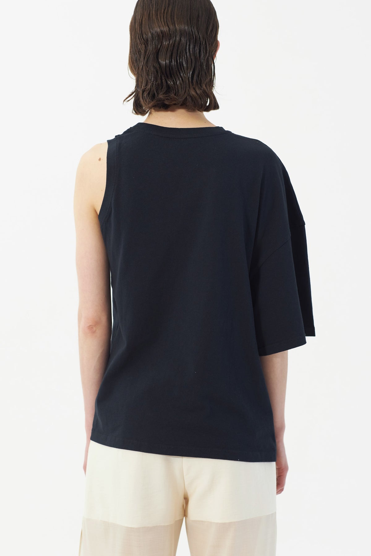 ORGANIC COTTON ONE-SLEEVE T-SHIRT BLACK - 3