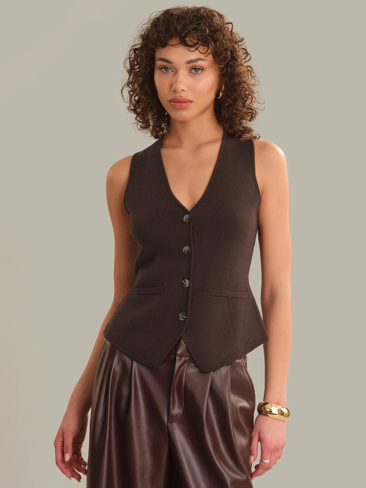 Tinsley Tailored Button Sweater Vest - 1
