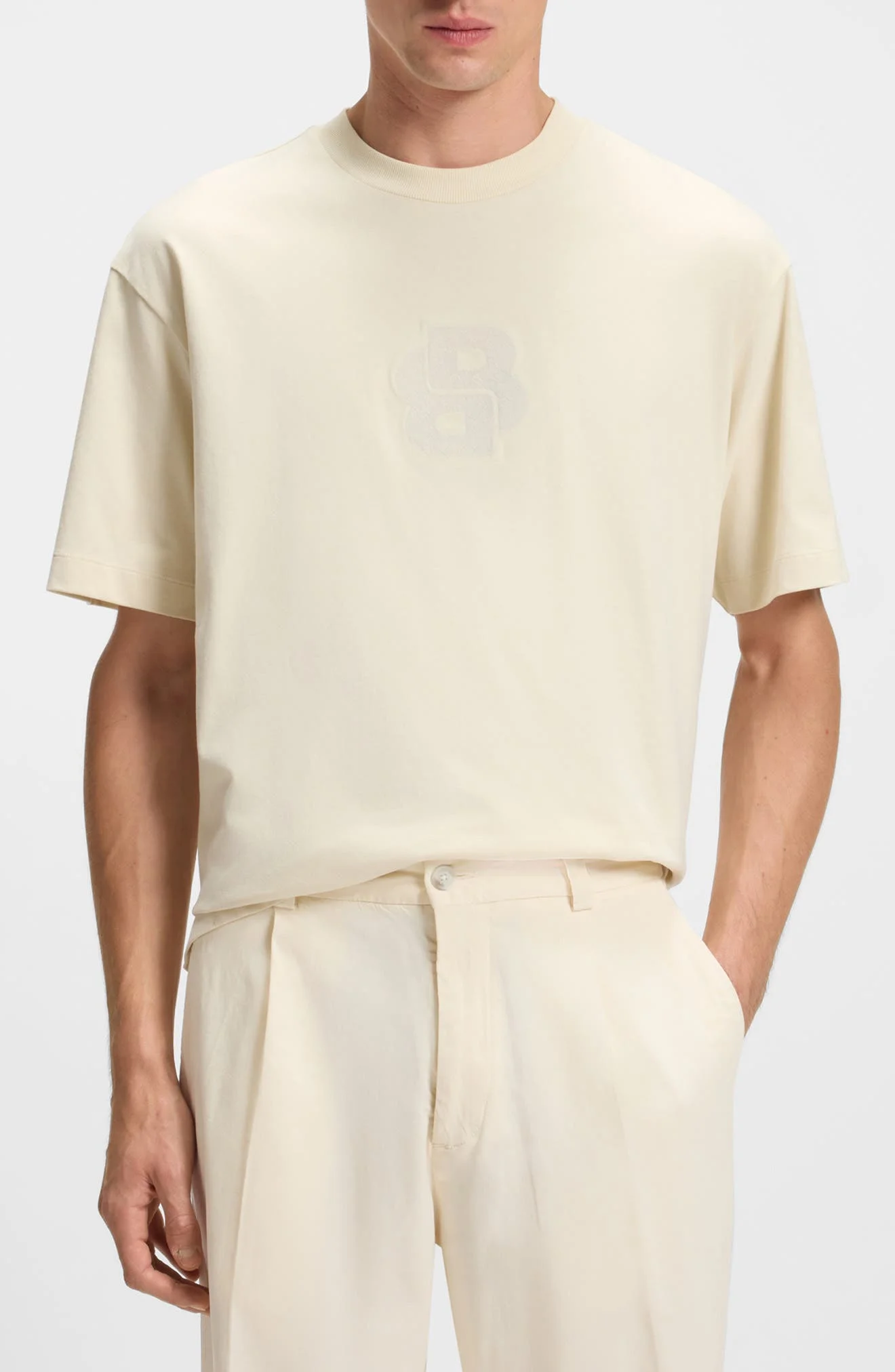 BOSS Tames Crewneck T-Shirt in Open White at Nordstrom - 1