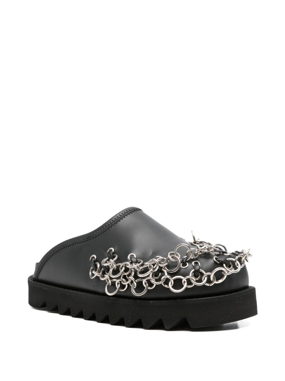 chain-embellished leather mules - 2