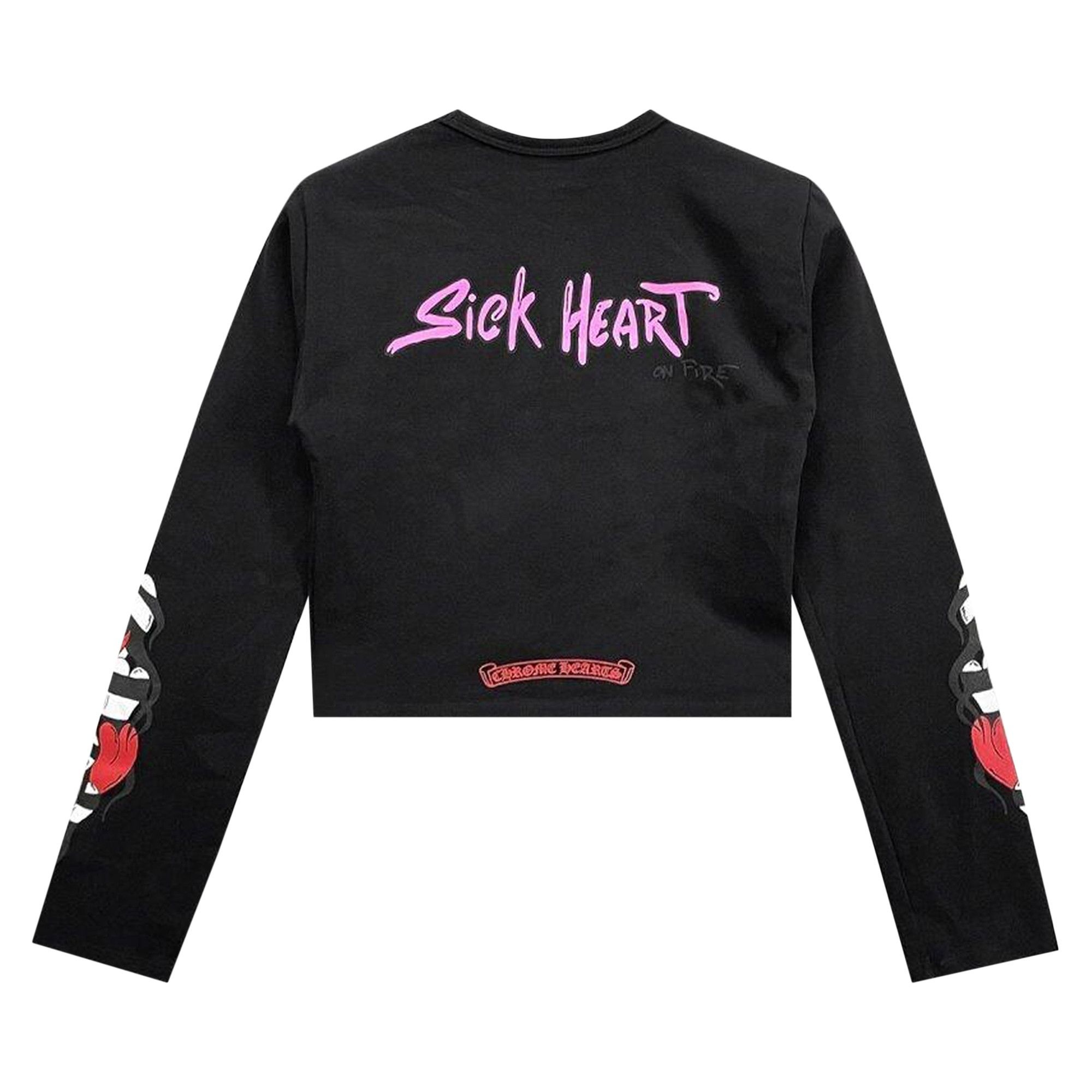 Chrome Hearts Matty Boy Sick Heart Long-Sleeve Crop Top 'Black' - 2