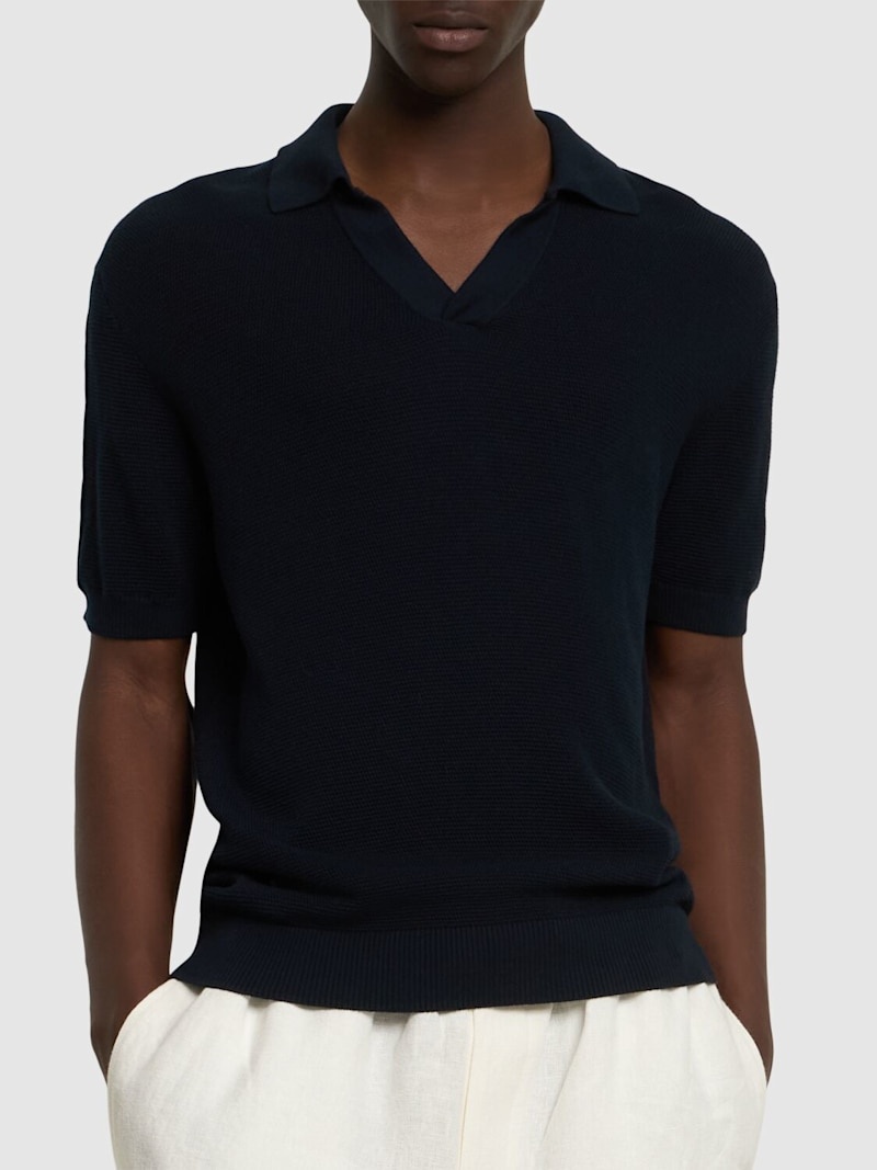 Rino STR salt & pepper stitch polo - 3