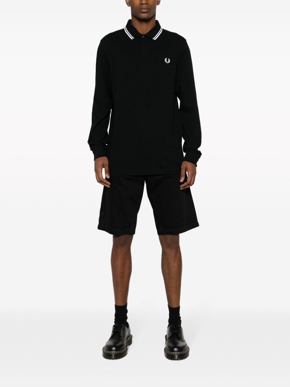 long-sleeved cotton polo shirt - 2