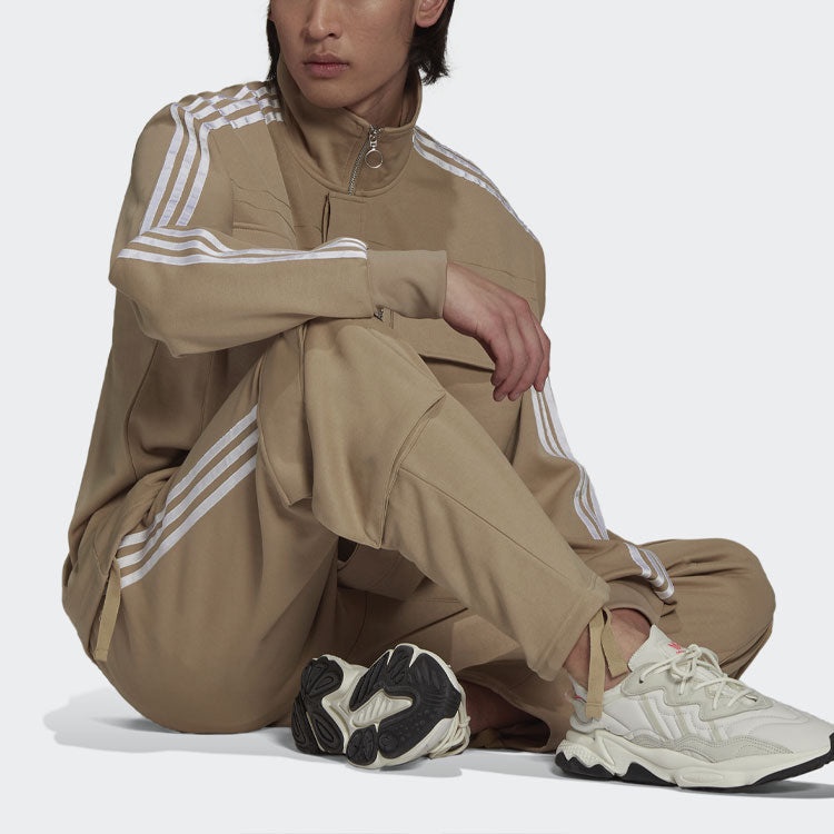 Men's adidas originals x Work Parley Crossover Casual Breathable Stripe Long Sleeves Khaki Shirt HD2 - 4