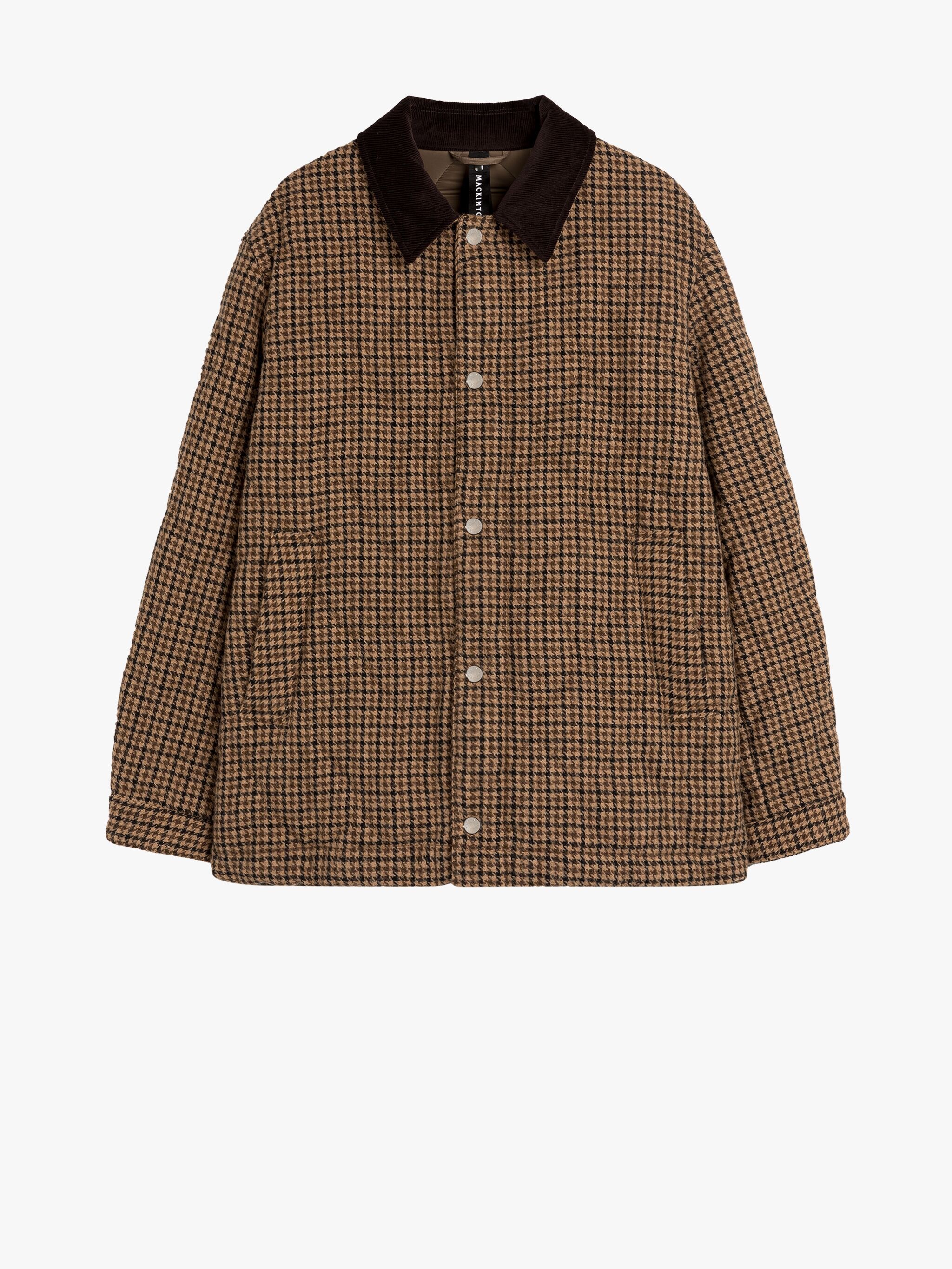 TEEMING BROWN CHECK WOOL QUILTED COACH JACKET - 1