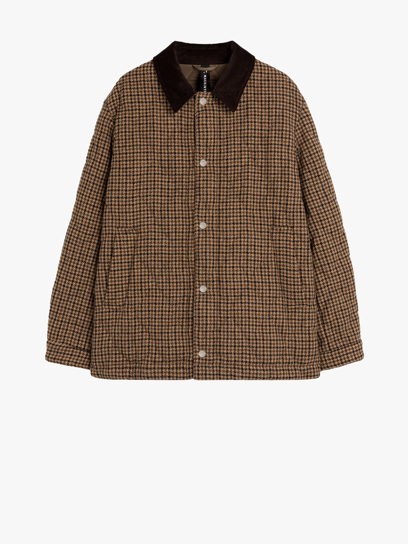 TEEMING BROWN CHECK WOOL QUILTED COACH JACKET 1
