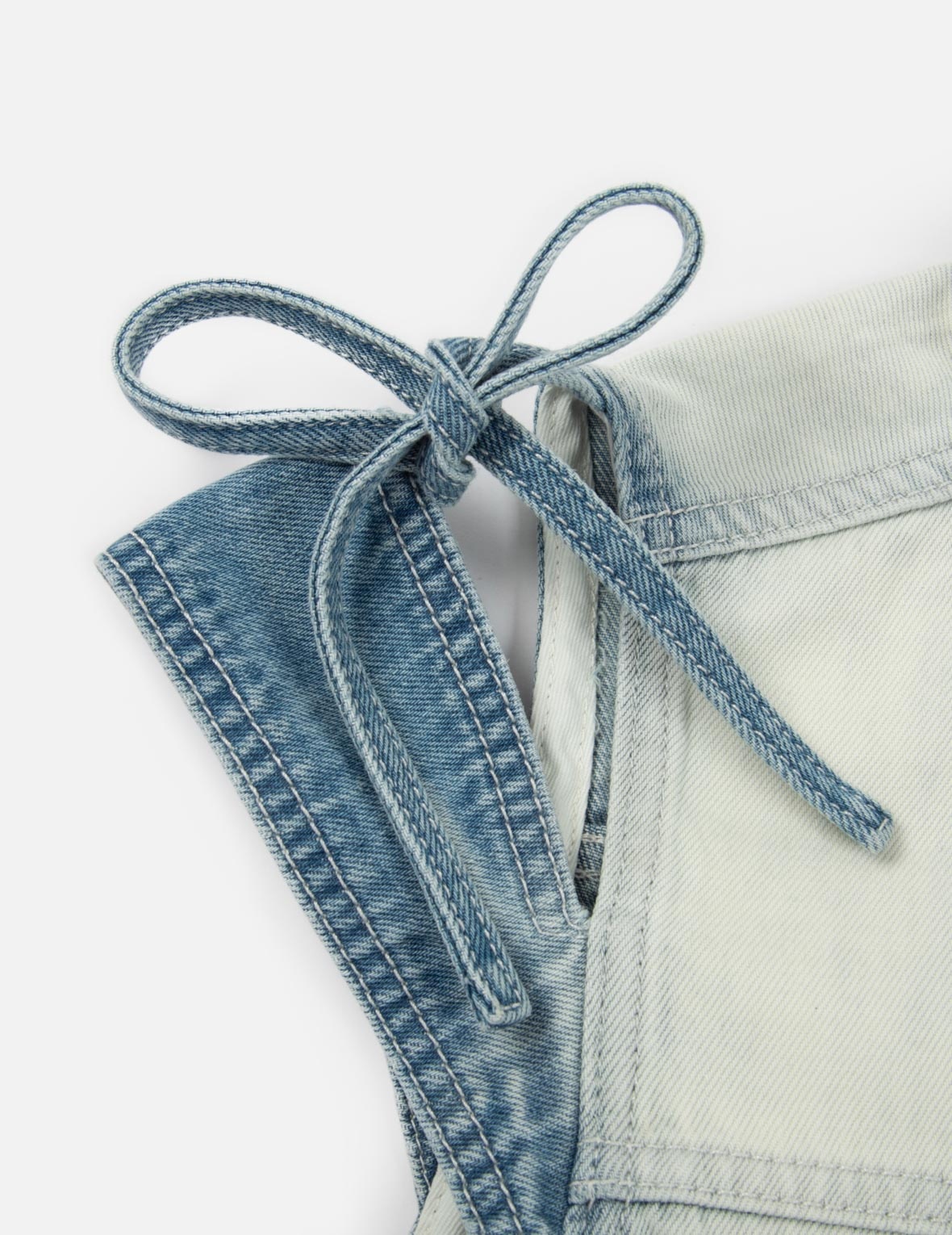 LOGO EMBROIDERY BLEACHED DENIM WAISTCOAT - 8