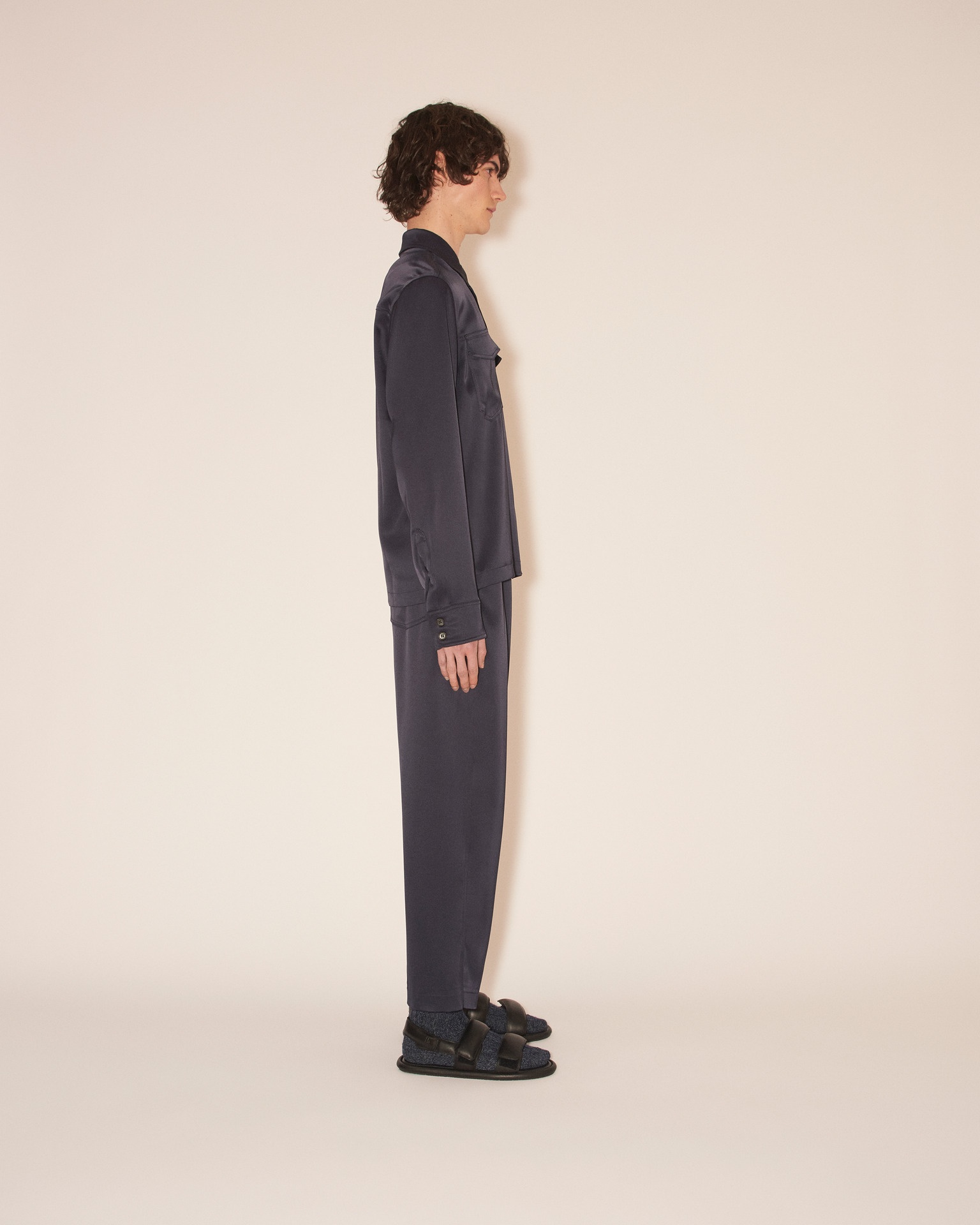 FLORIAN - Technical satin long sleeve - Navy - 4