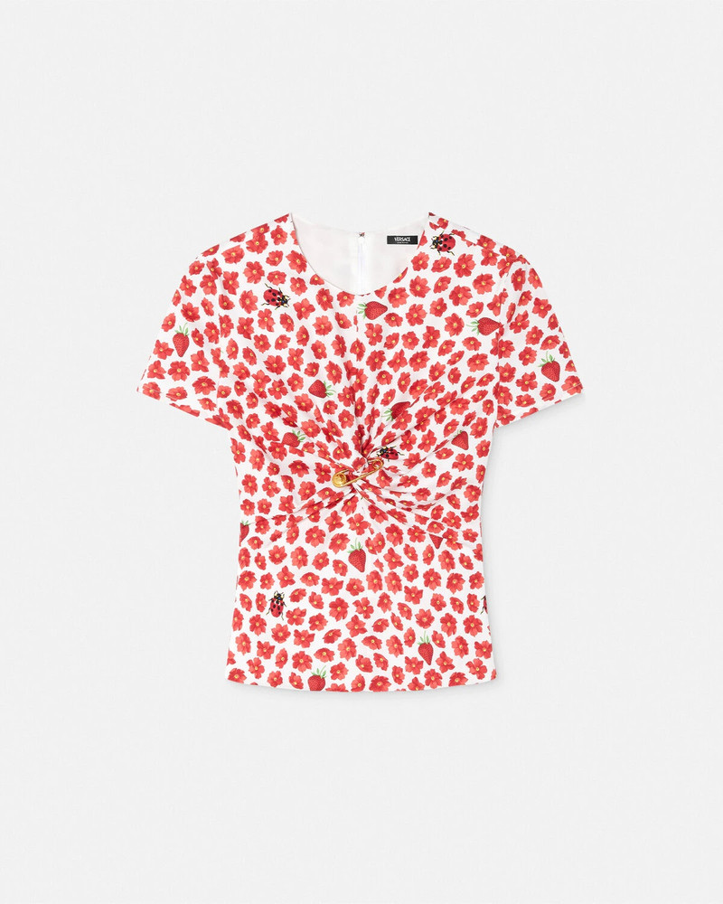 Strawberry Garden Safety Pin Gathered Top - 1