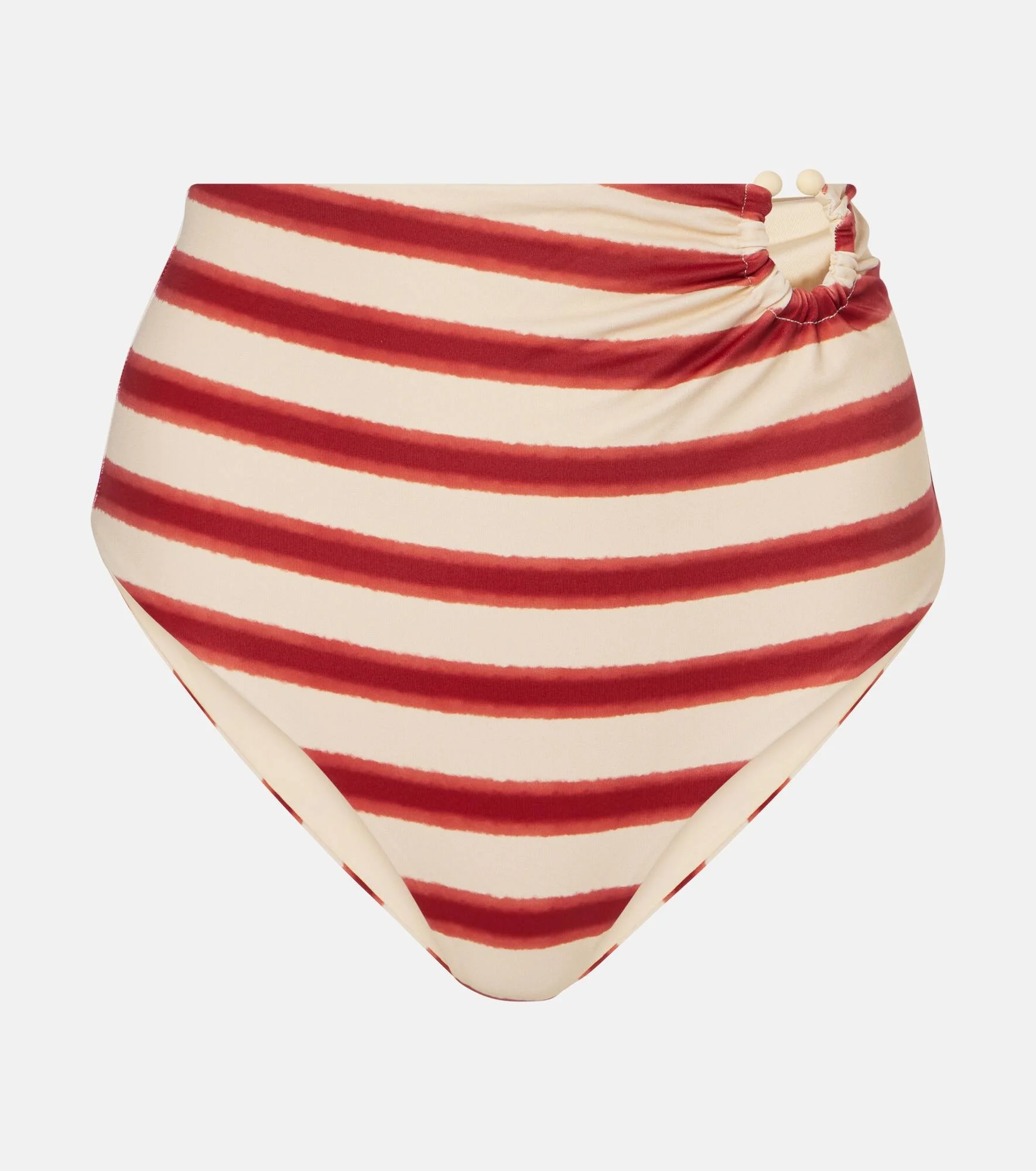 Striped high-rise bikini bottoms - 1