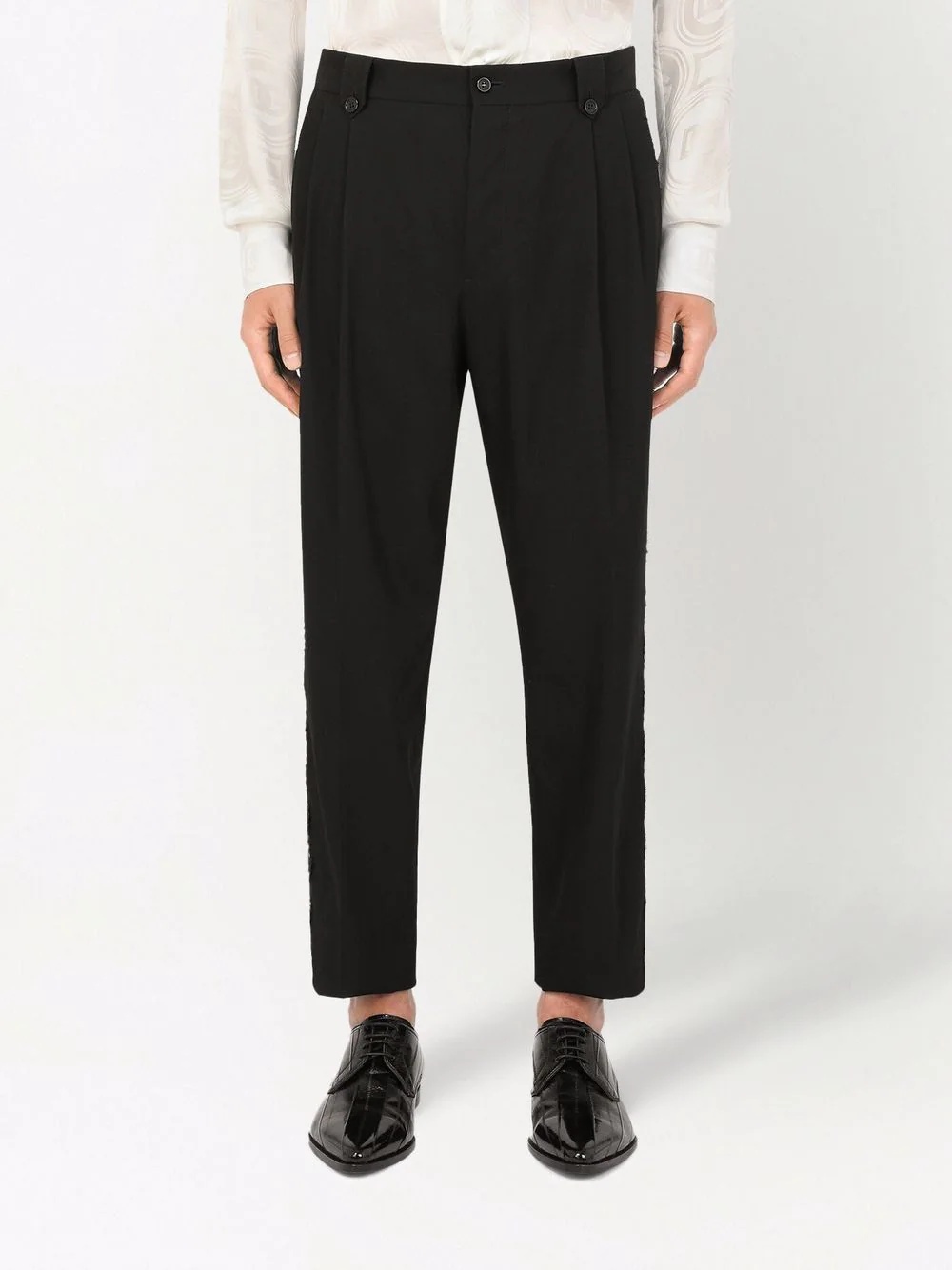 lace-panelled tailored trousers - 3