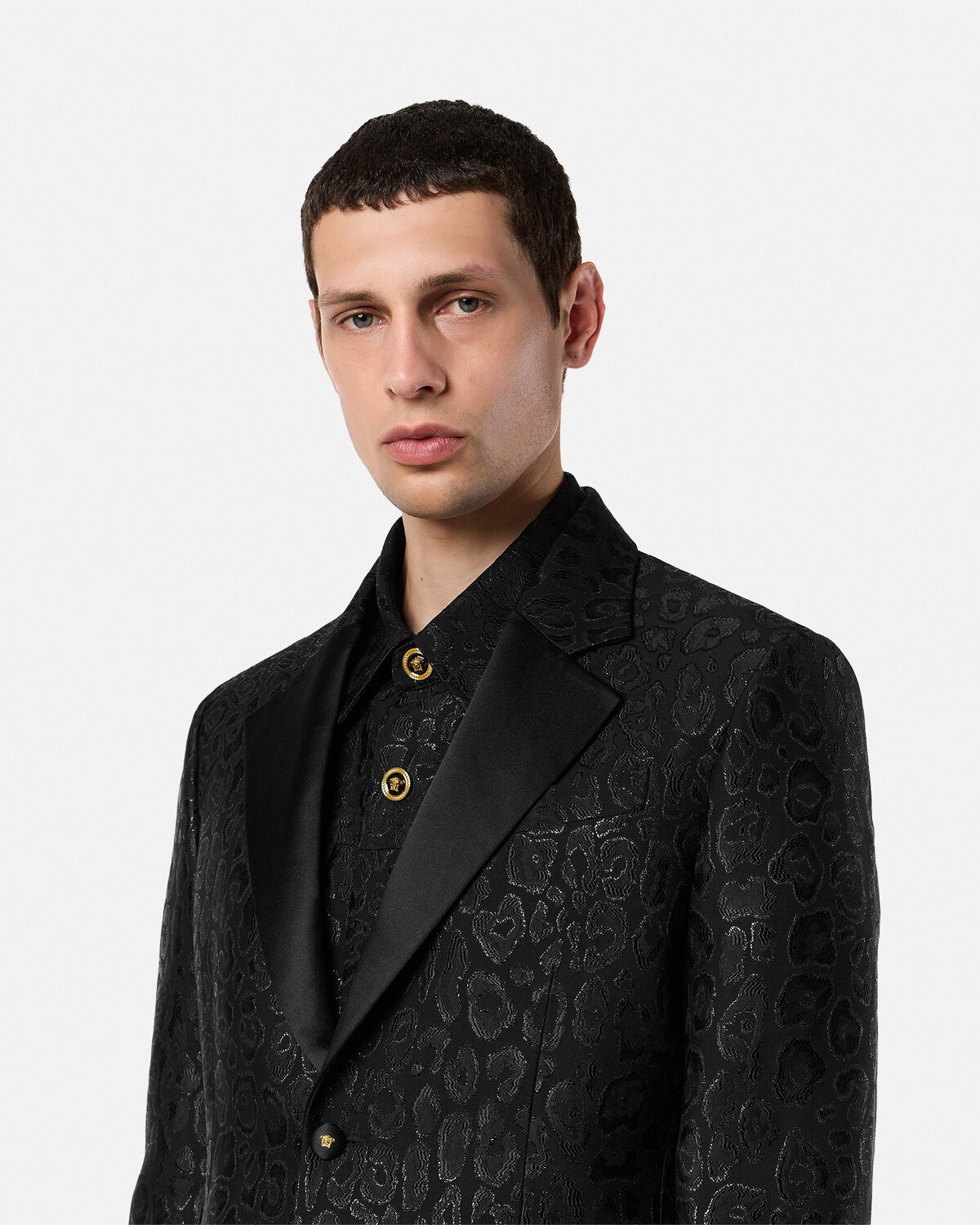 Leopard Jacquard Single-Breasted Blazer - 3