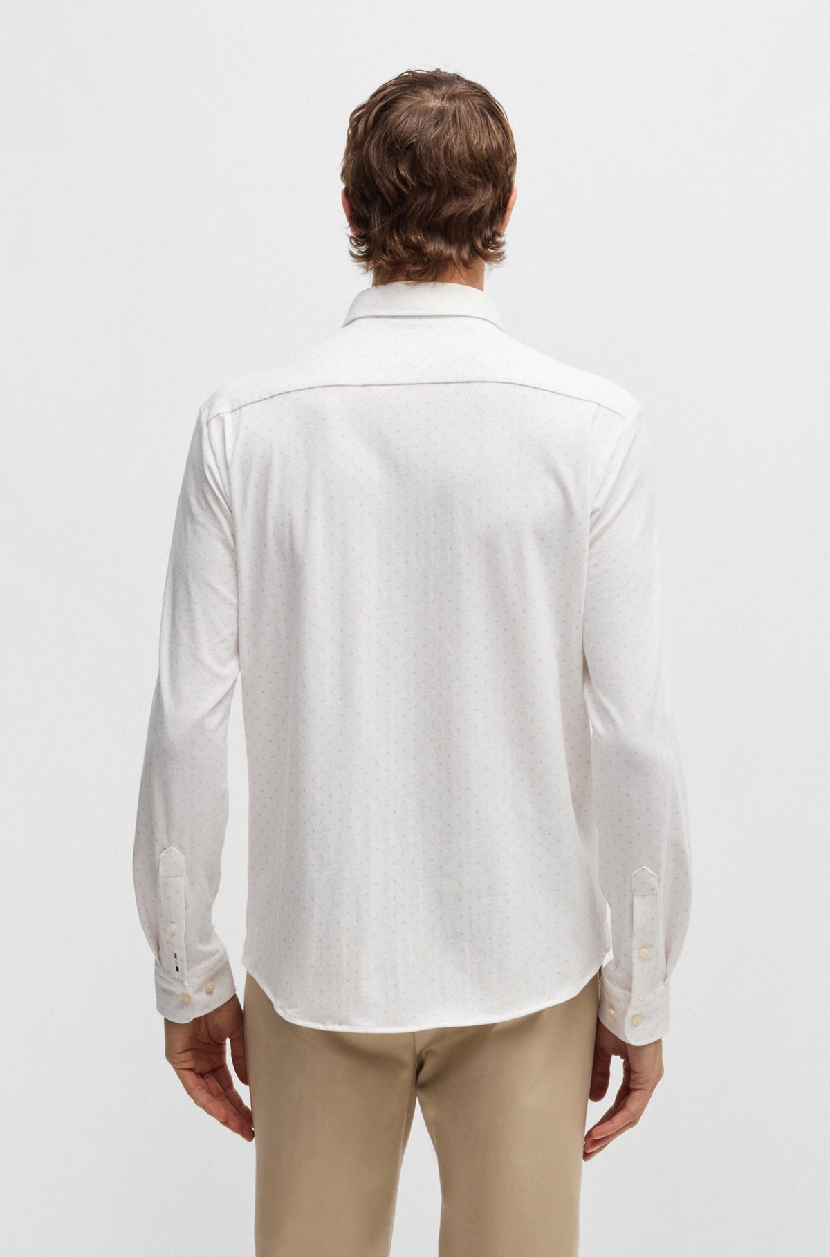SLIM-FIT SHIRT IN PRINTED STRETCH-COTTON JERSEY - 5