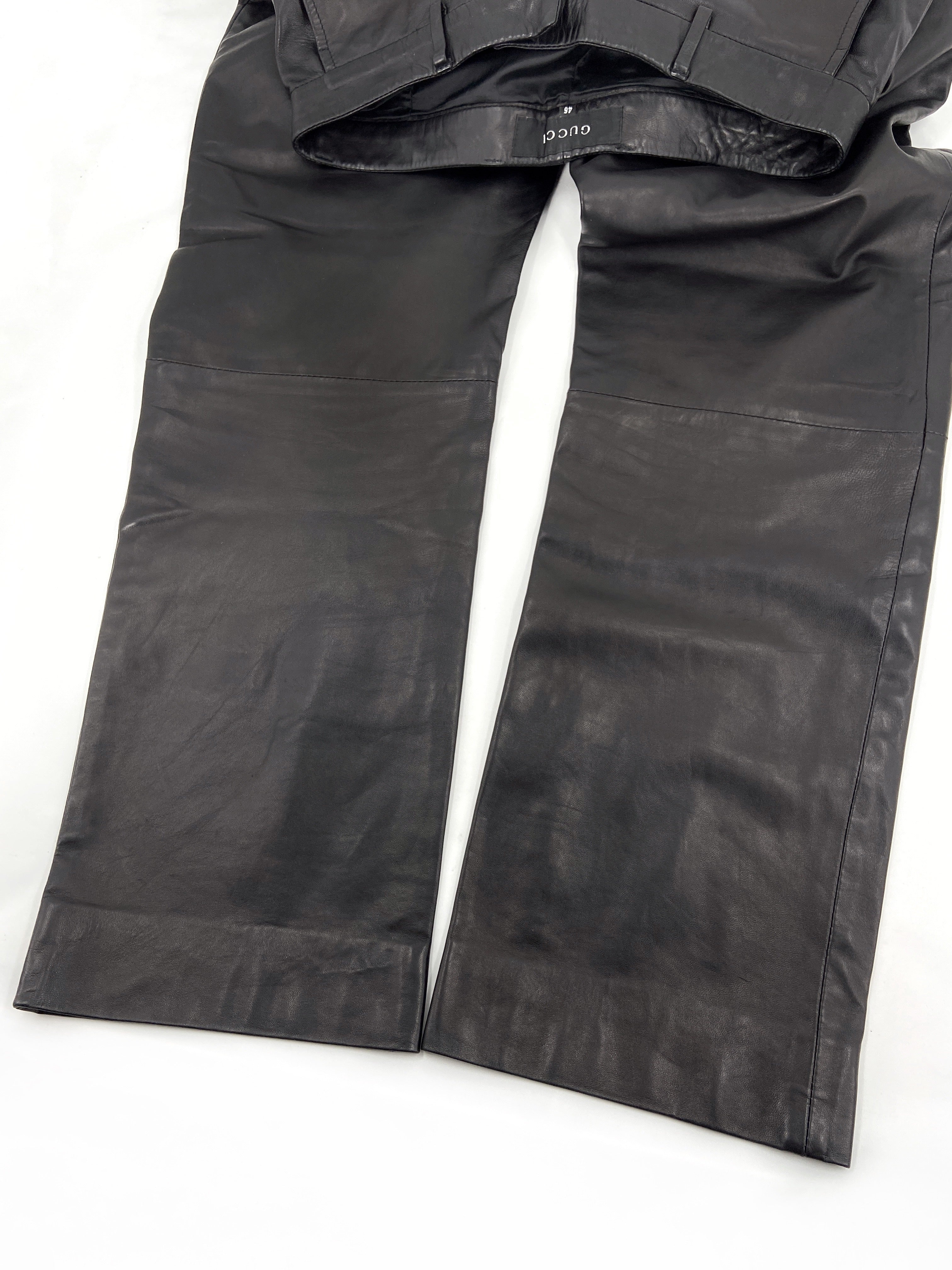 Gucci Tom Ford Men’s Lambskin Leather Trousers Pants 46 - 10