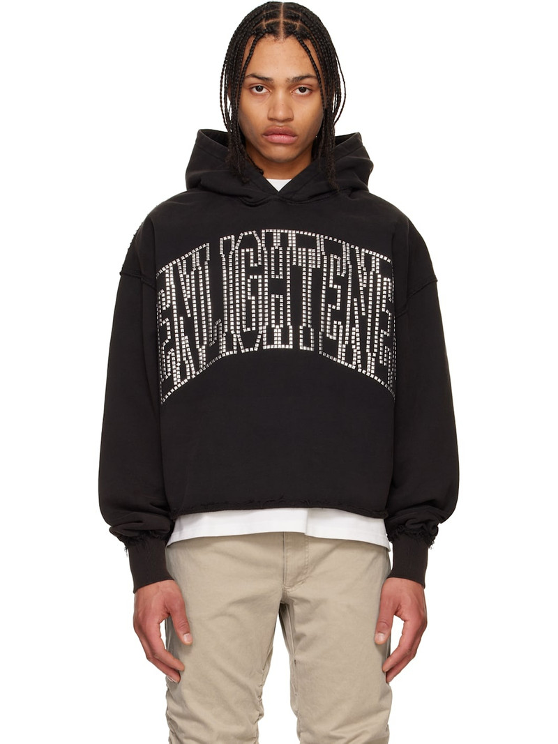 Black 'Enlighted' Cropped Hoodie 1