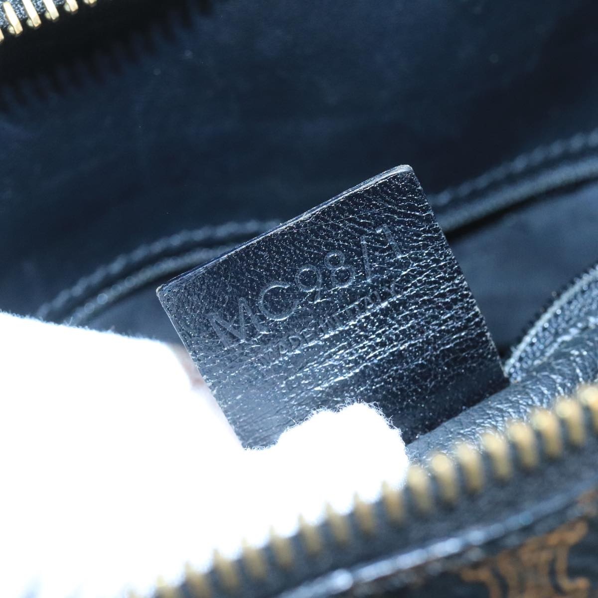 CELINE Macadam Canvas Hand Bag Pvc Leather Black Gold - 12