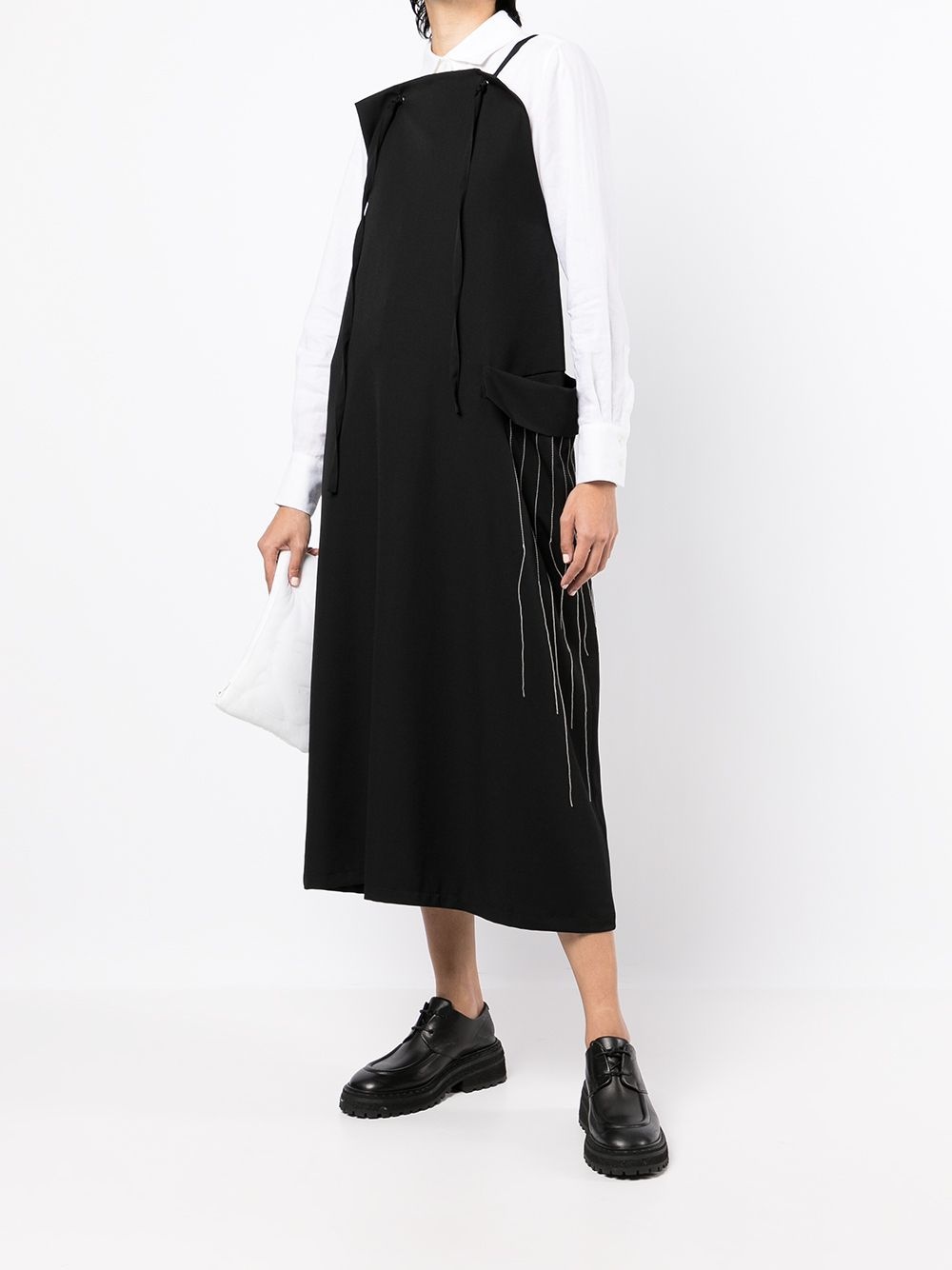 draped-pocket midi dress - 2