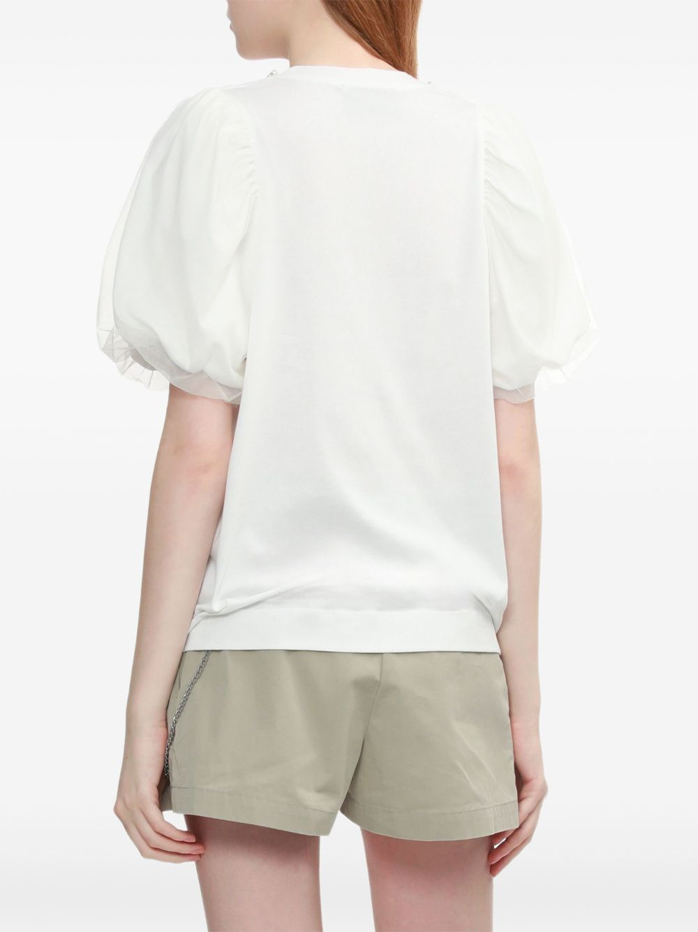 pearl-embellished puff-sleeve top - 4
