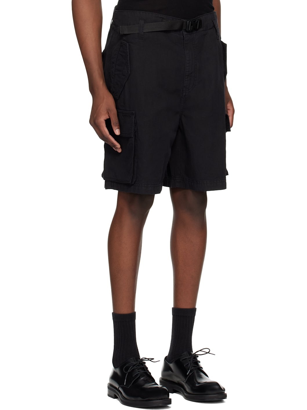 Black Dark Cargo Shorts - 2
