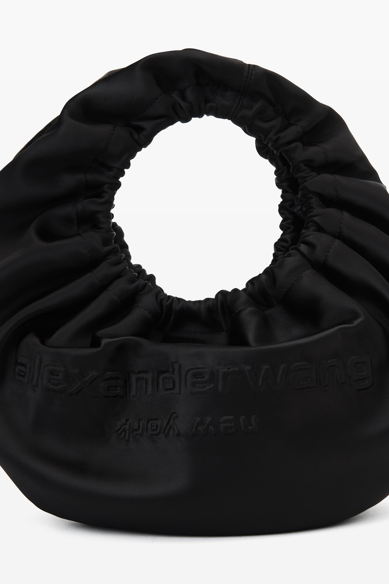 Alexander Wang crescent small handle bag in satin w/debossed logo outlook