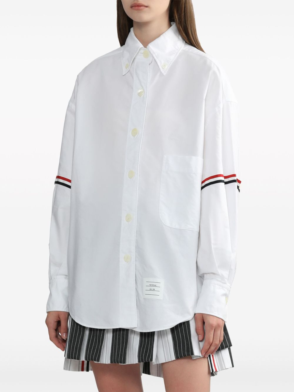 RWB stripe-trim cotton shirt - 3