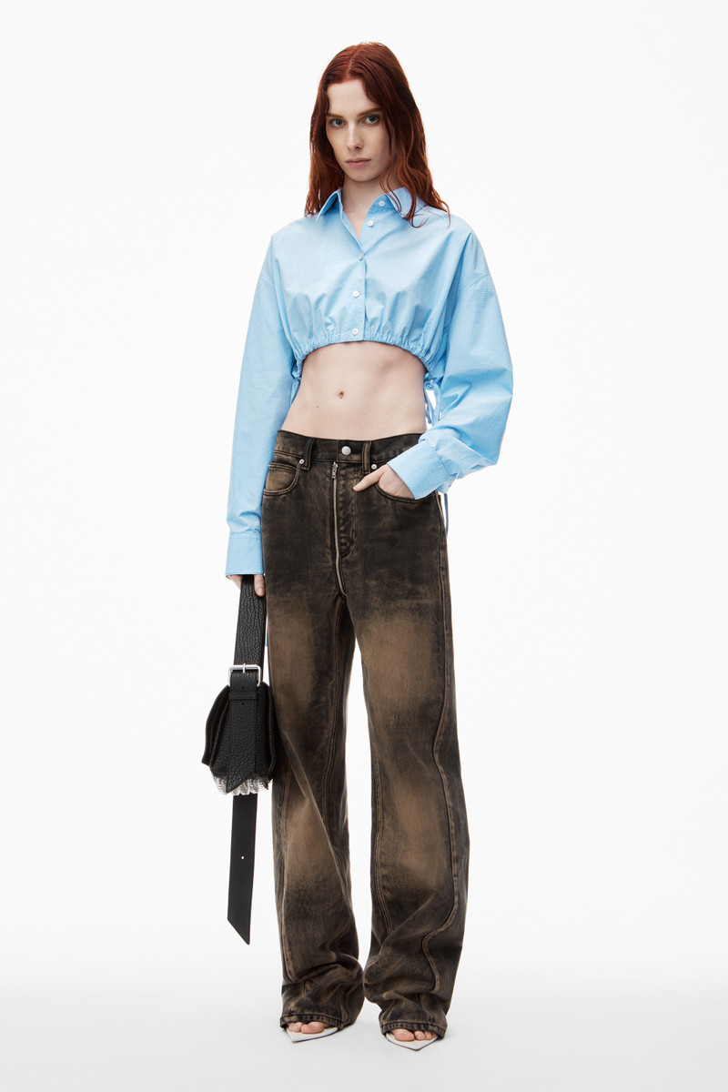 Cropped Drawstring Blouse in Cotton & Crystal Hotfix 7