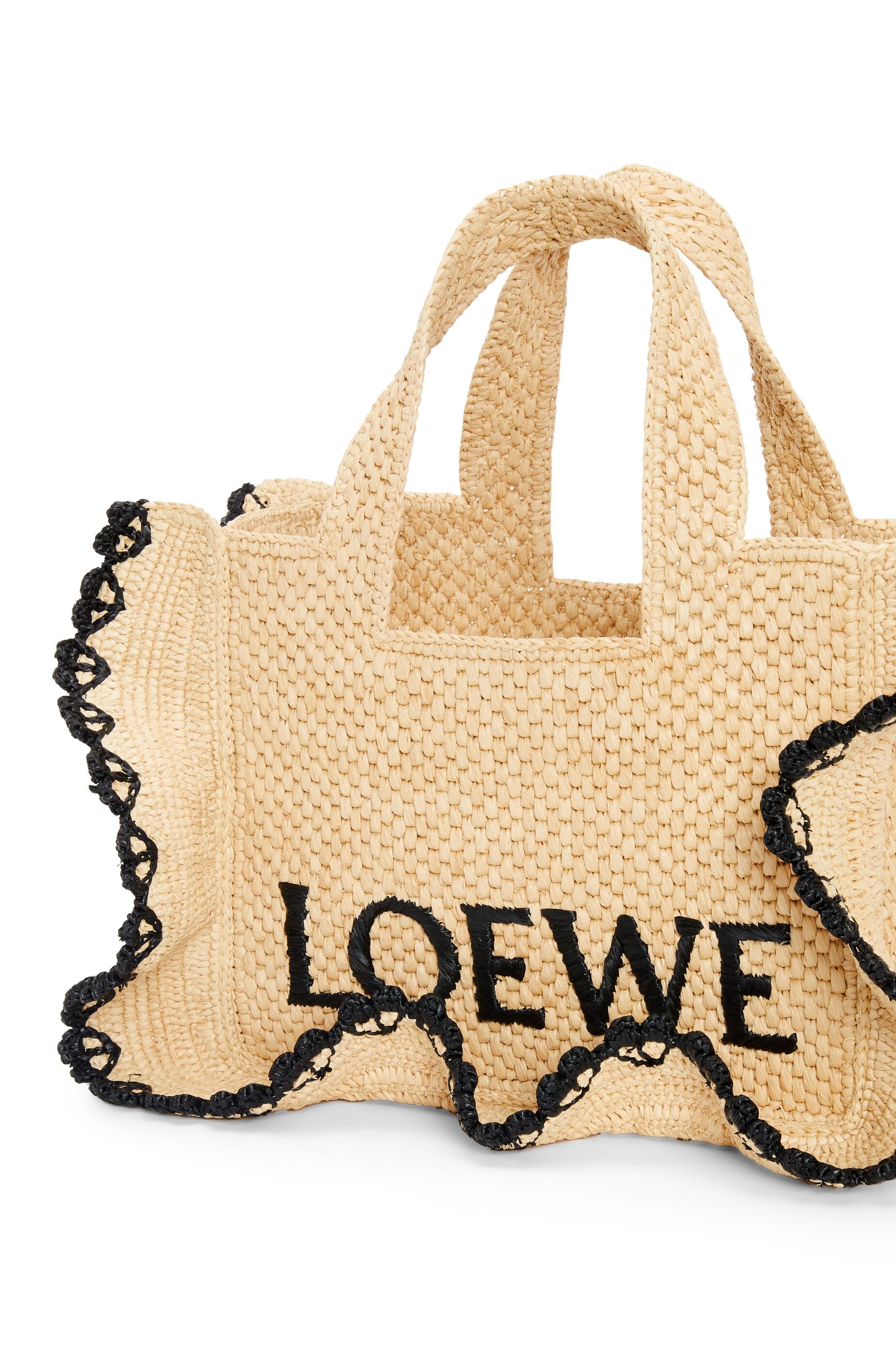 Small LOEWE Font tote in raffia - 9