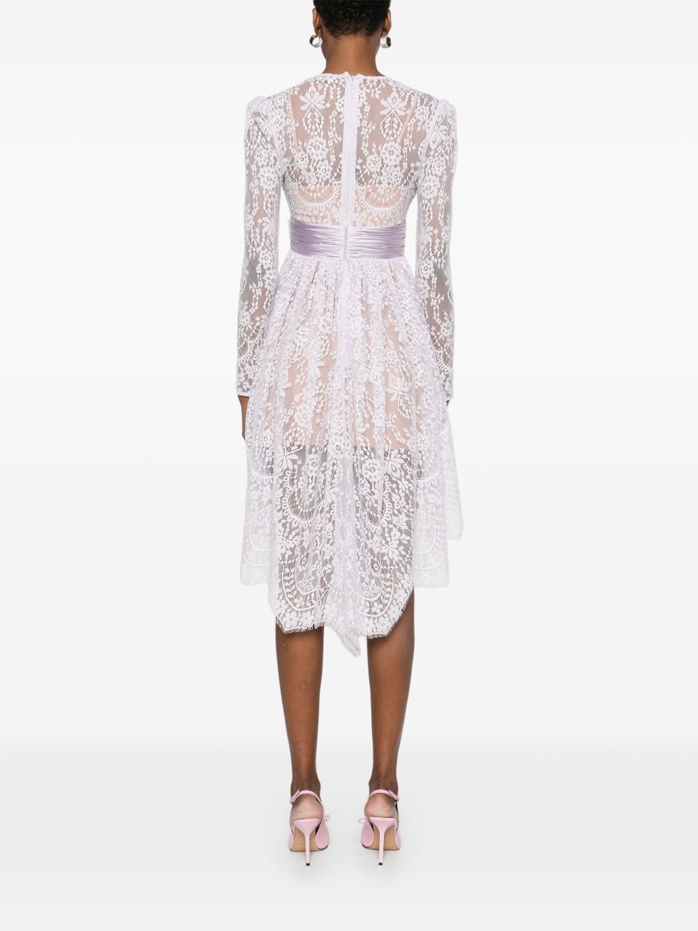 lace satin mini dress - 4