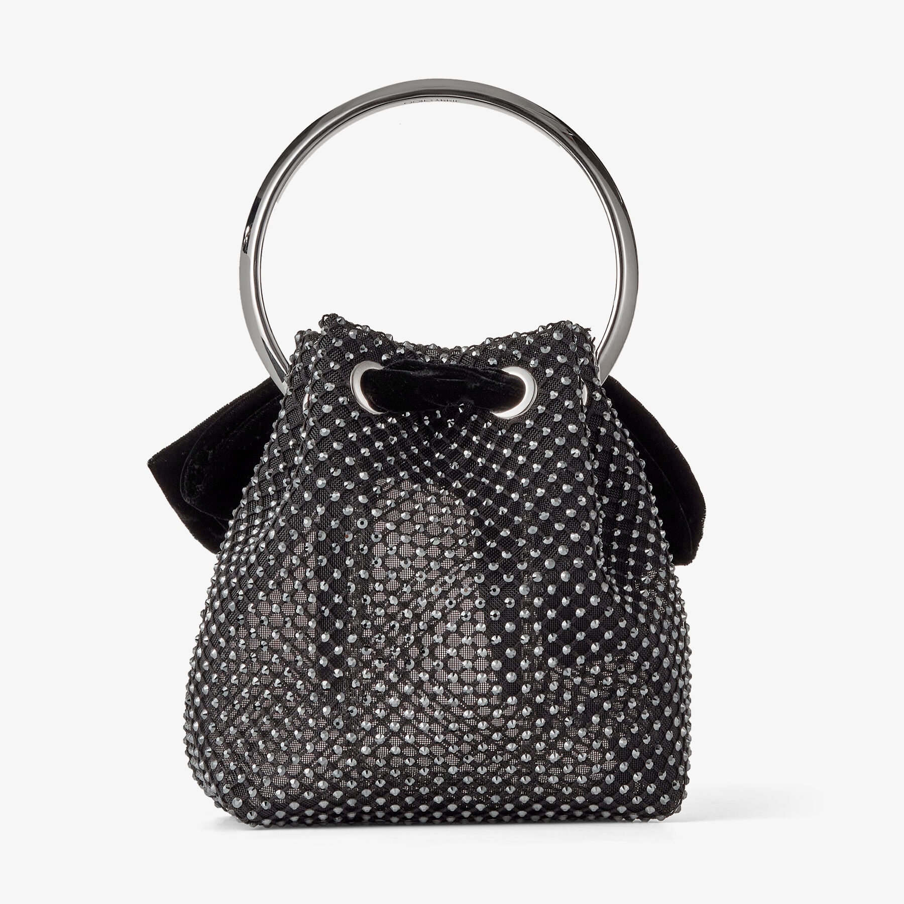 Bon Bon
Black Crystal Mesh Bag With Velvet Bow - 8