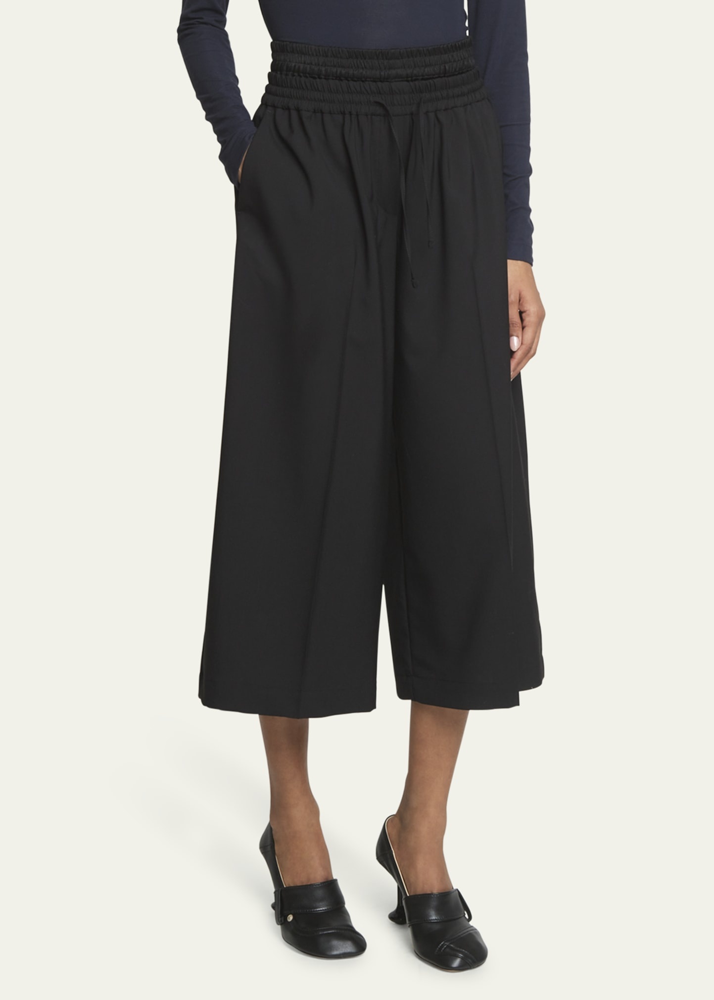 Cropped Double Waistband Wool Trousers - 4