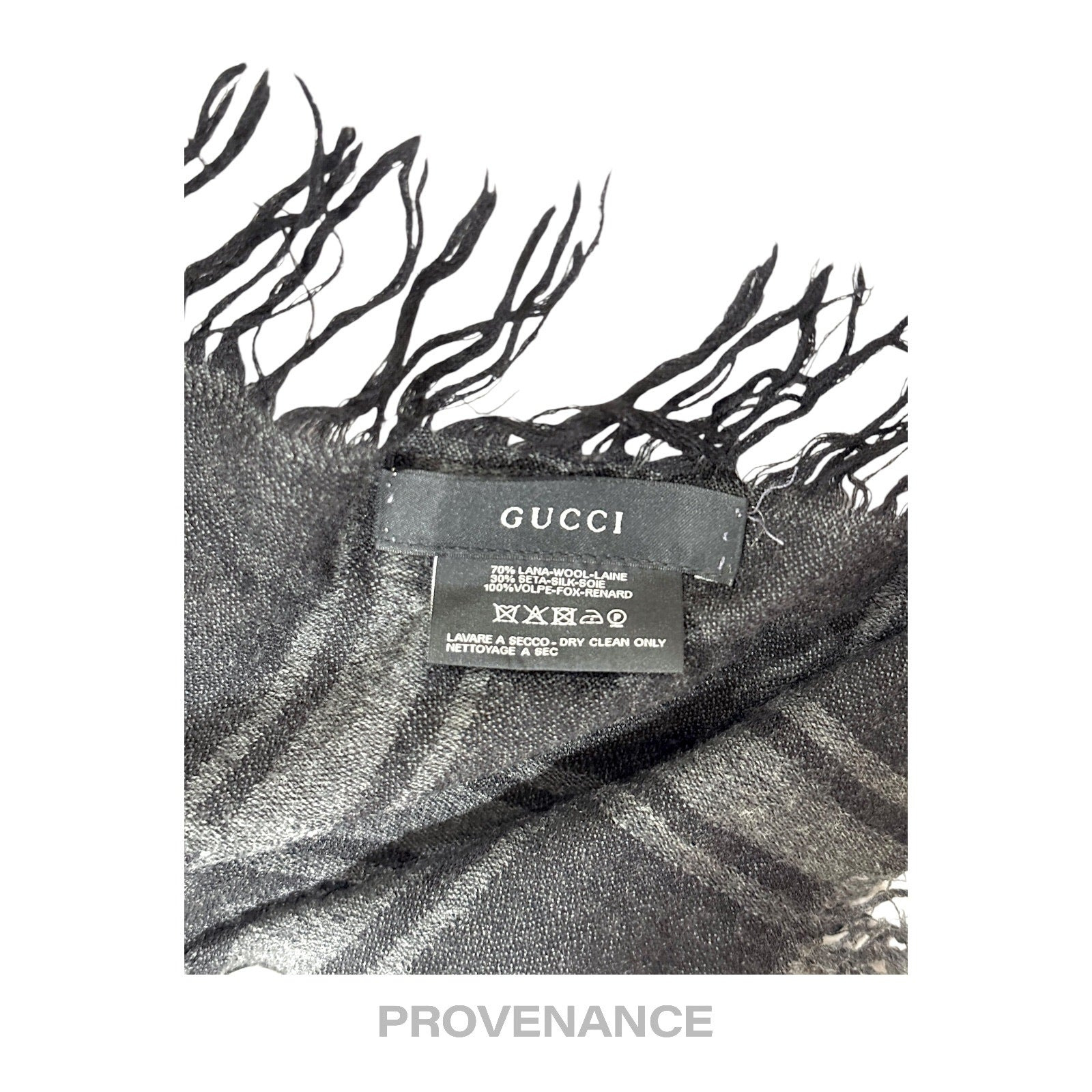 Gucci Survie Fox Shawl Scarf - GG Black Charcoal - 8