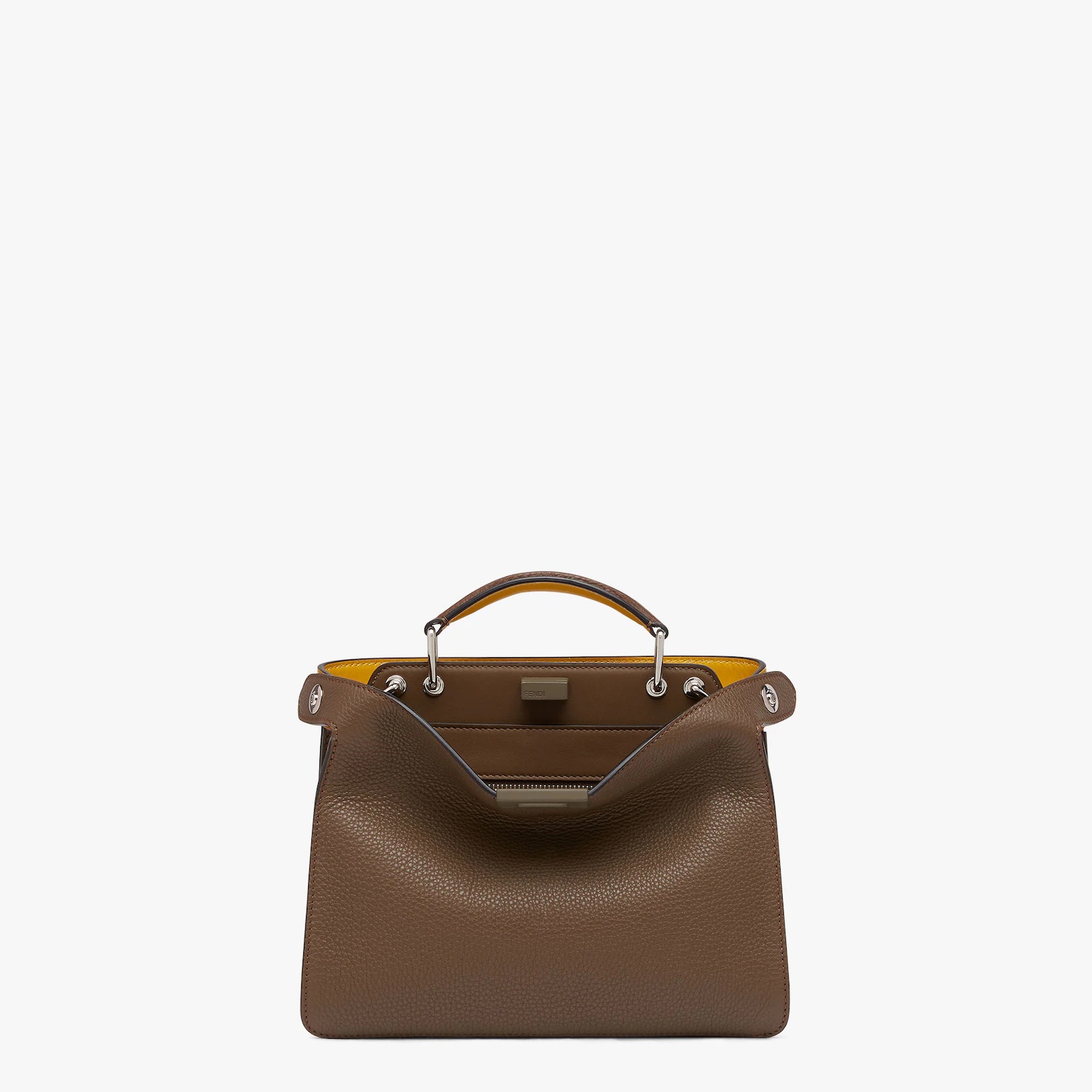 Brown and yellow leather bag - 1