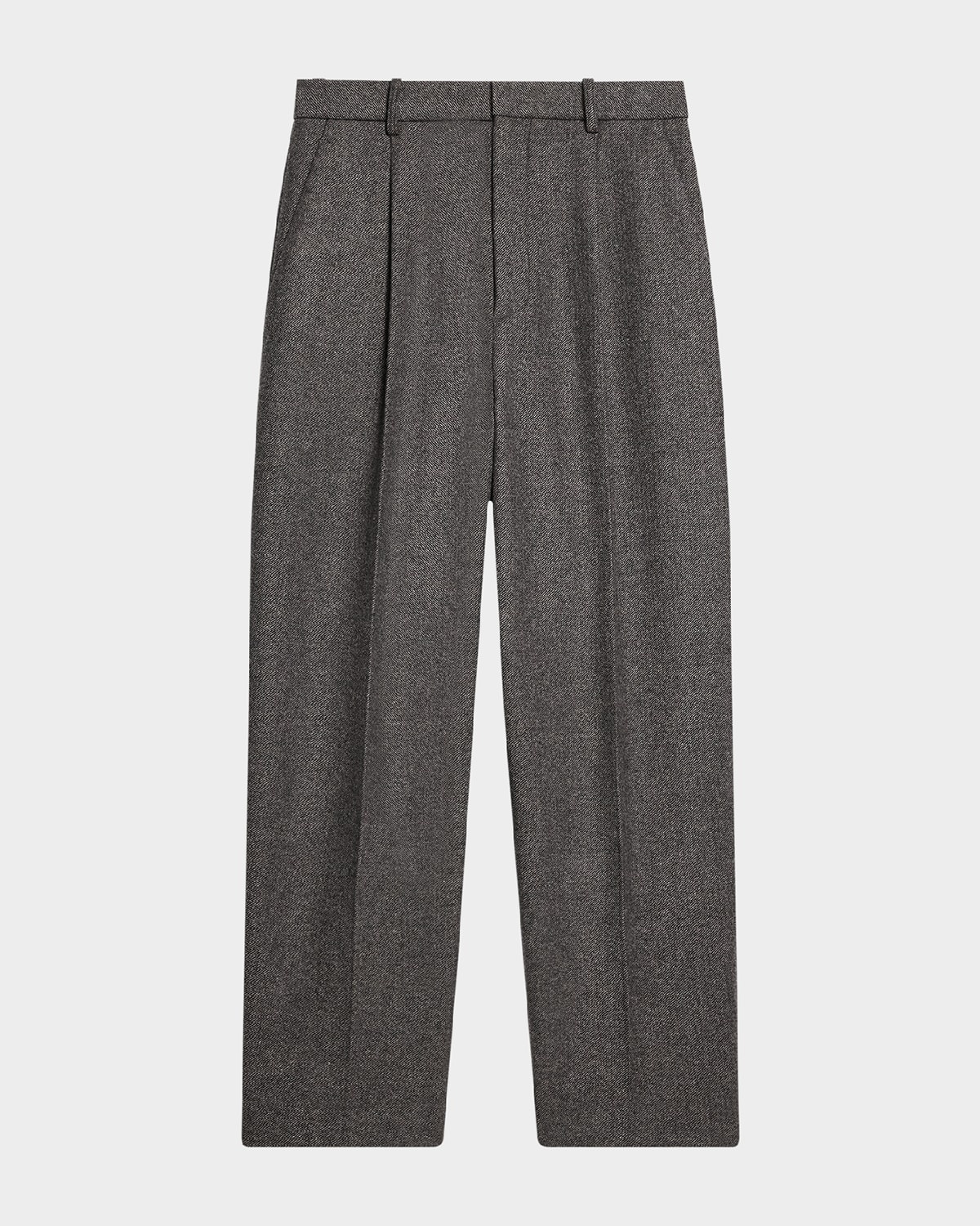 Men's Melange Heavy Wool Pleated Pants - 1